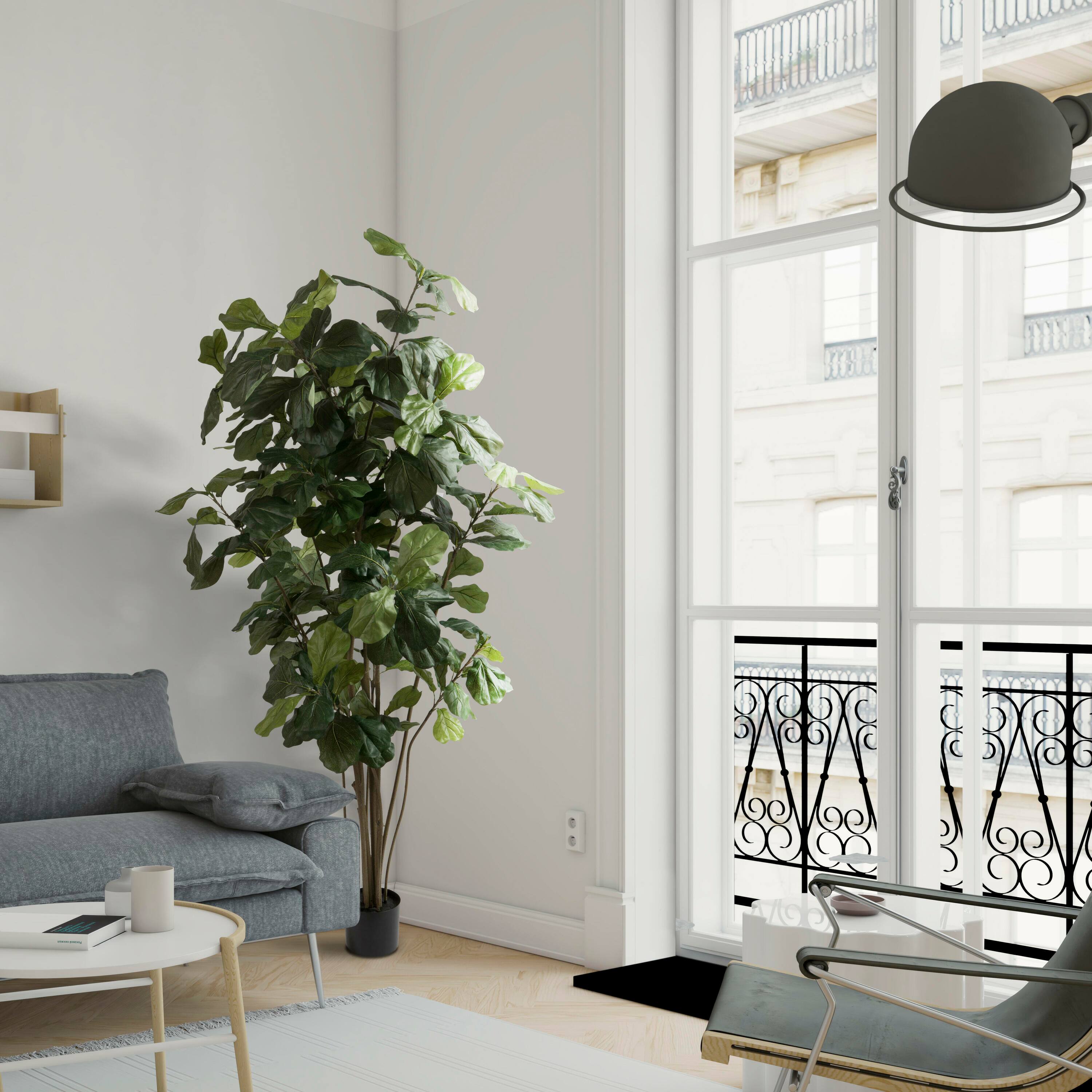 7ft. Potted Artificial Green Fiddle Tree