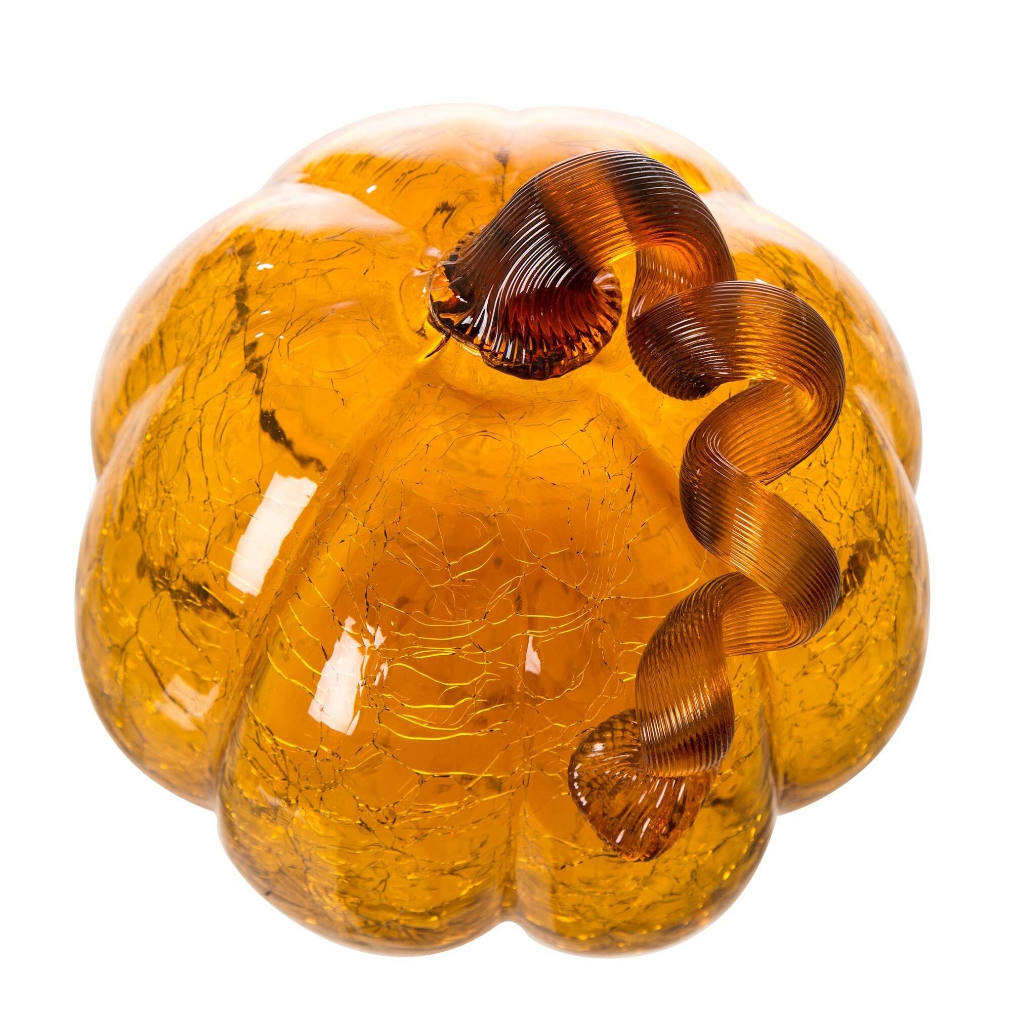 Glitzhome® Amber Crackle Glass Pumpkin Set