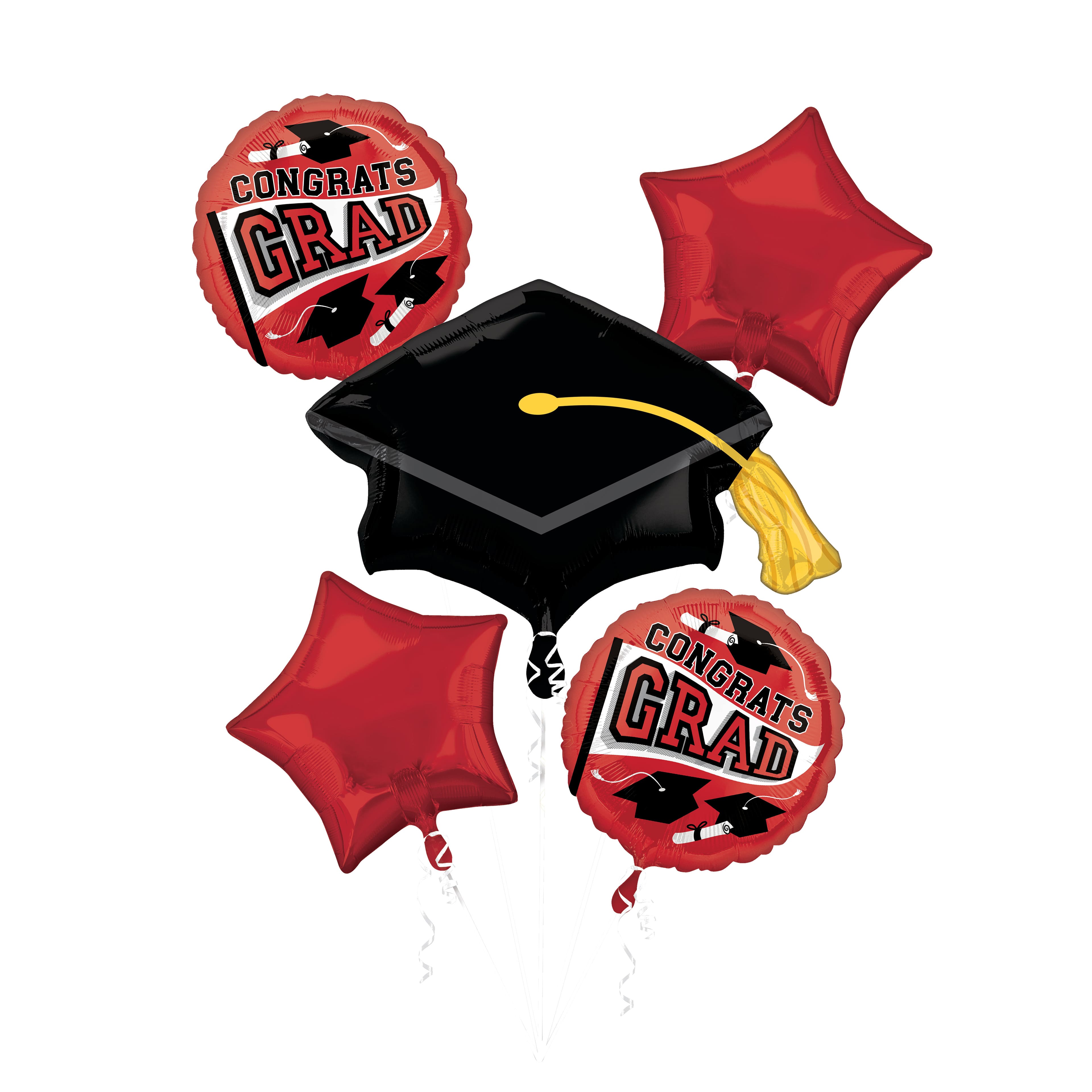 Red Congrats Grad Foil Balloon Bouquet