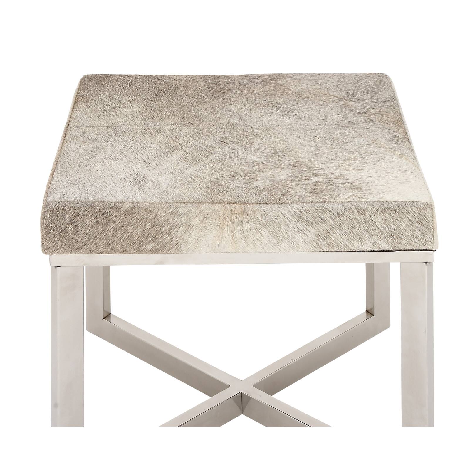 20&#x22; Gray &#x26; White Stainless Steel Contemporary Stool