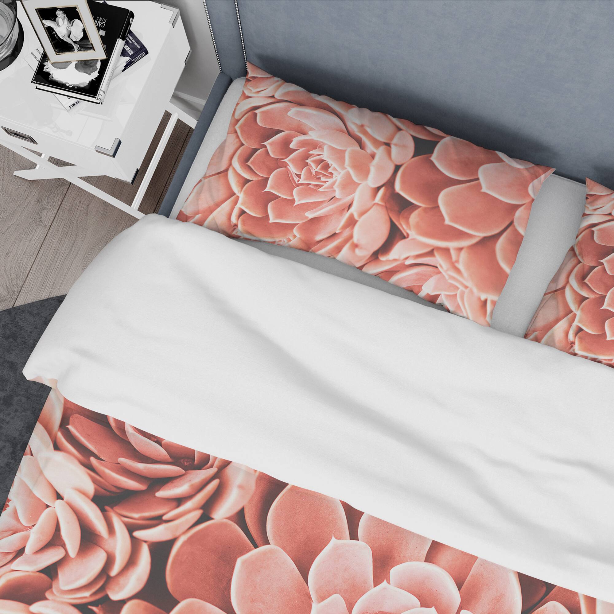 Designart 'Coral Toned Succulent' Mid-Century Duvet Cover Set