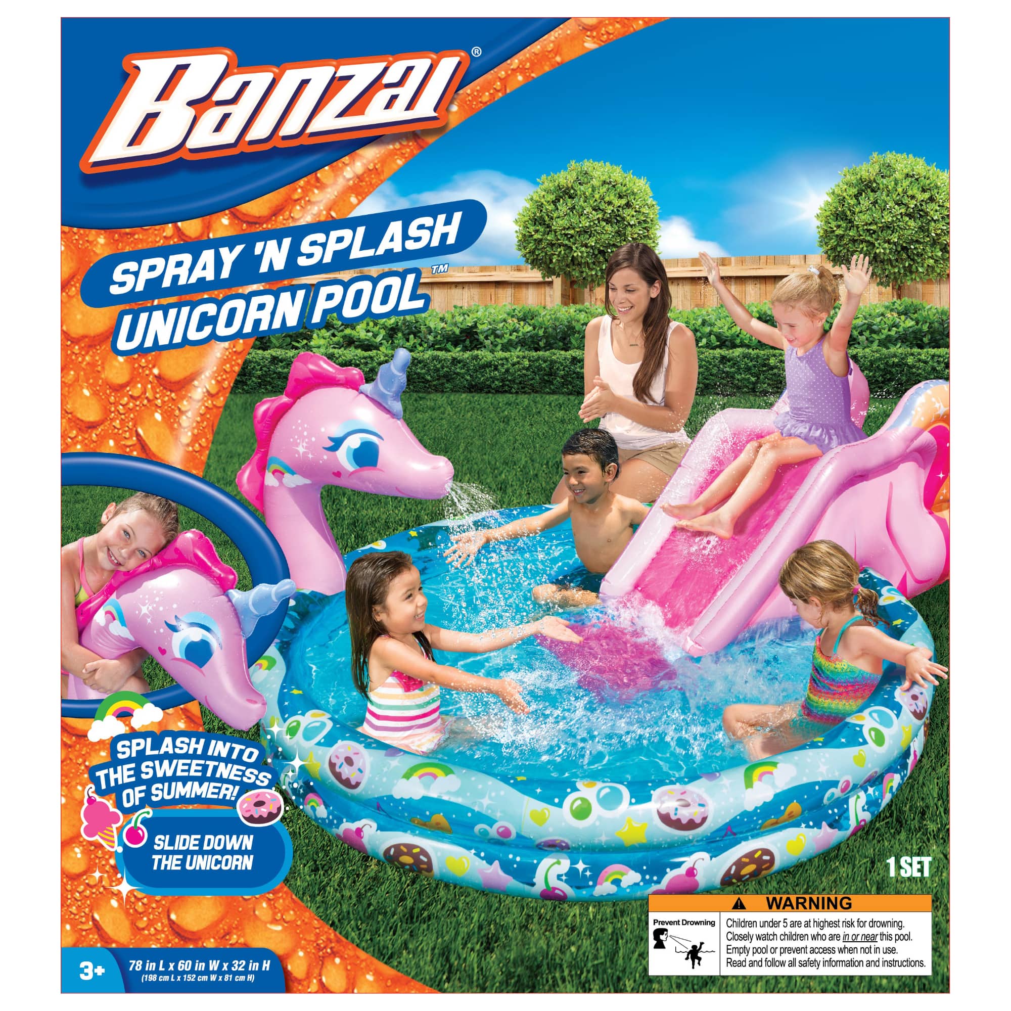 Banzai&#xAE; 6ft. Spray &#x27;N Splash Unicorn Pool&#x2122;