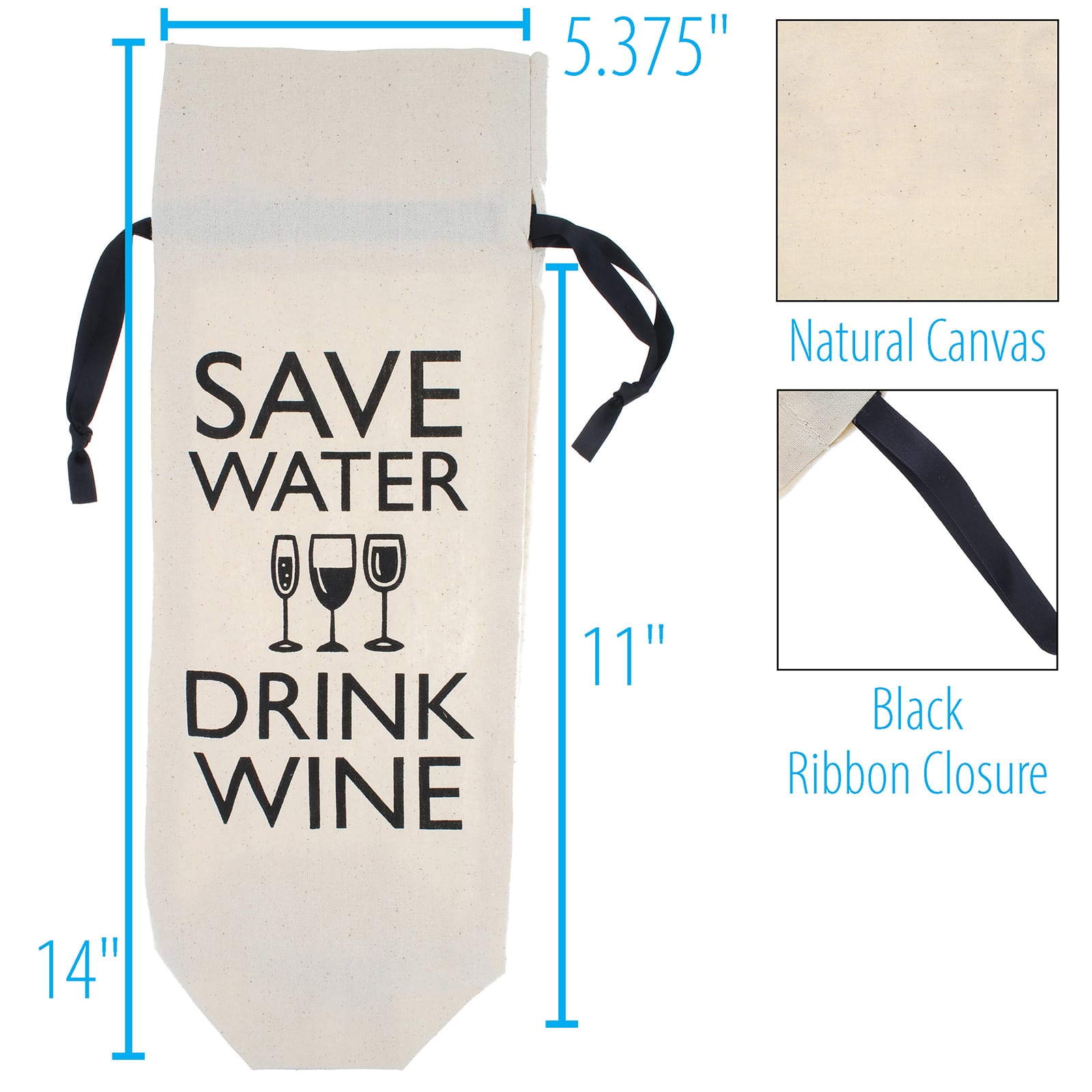 Personality Case&#x2122; Save Water Canvas Wine Bag