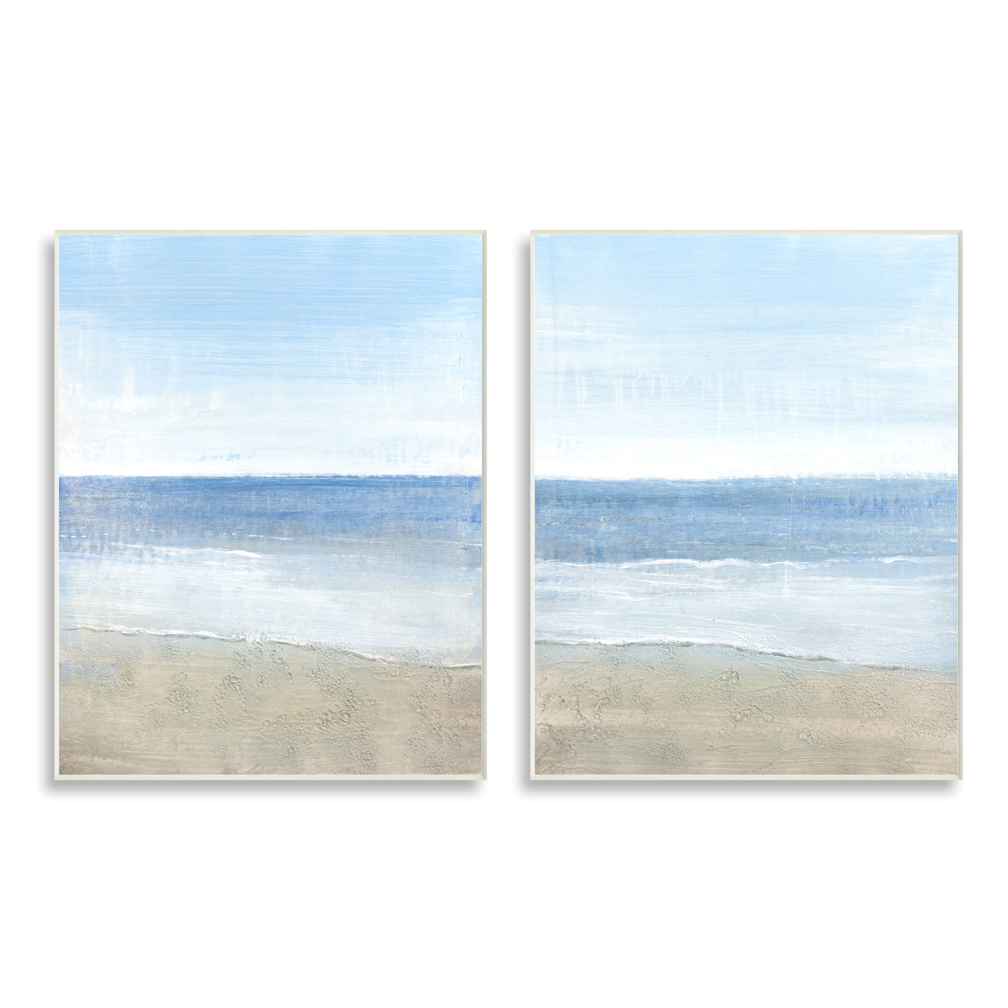 Stupell Industries Coastal Seafoam Beach Waves Soft Tide Landscape Wood Wall Plaque