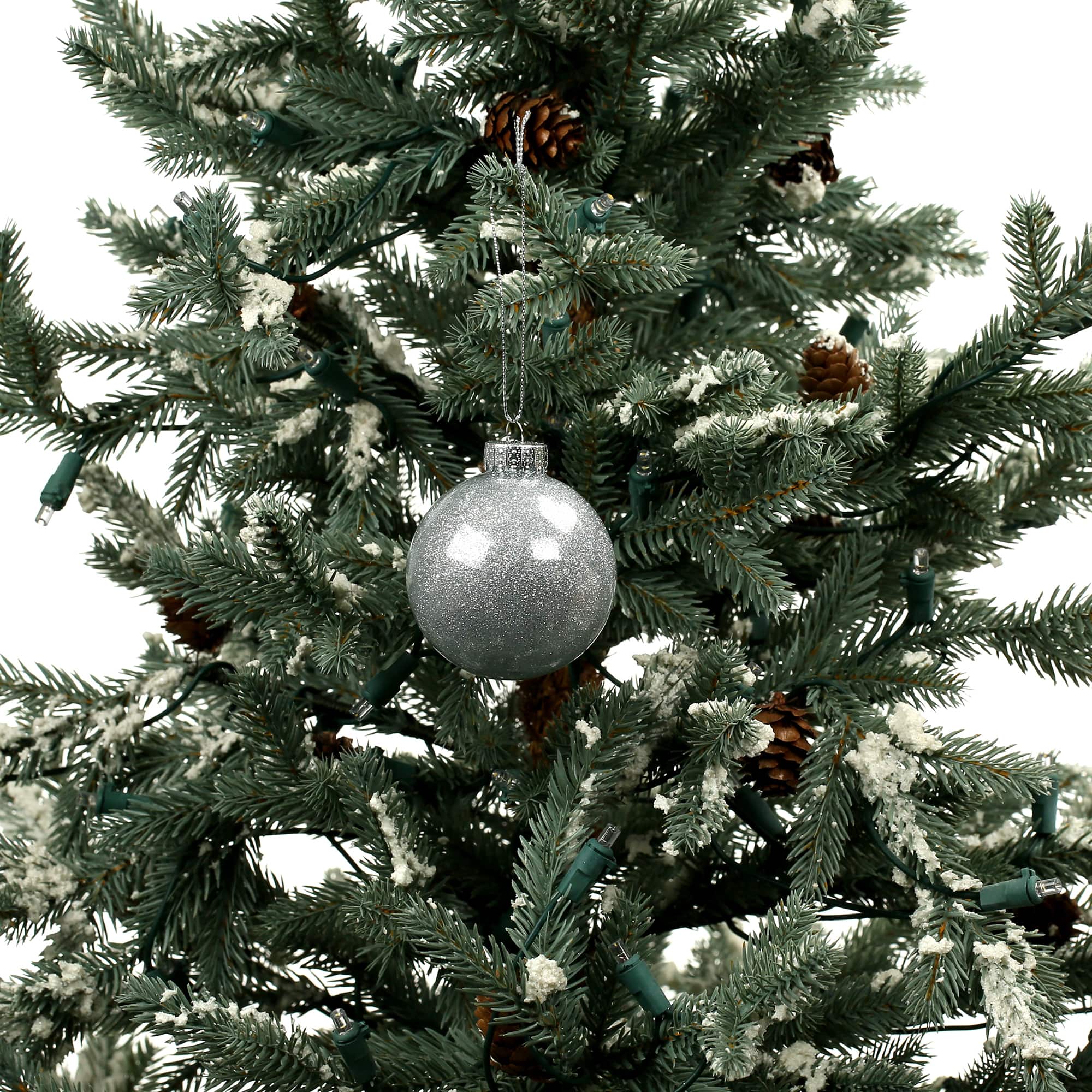 6 Pack 2.5&#x22; Silver Glitter Glass Ball Ornaments by Ashland&#xAE;