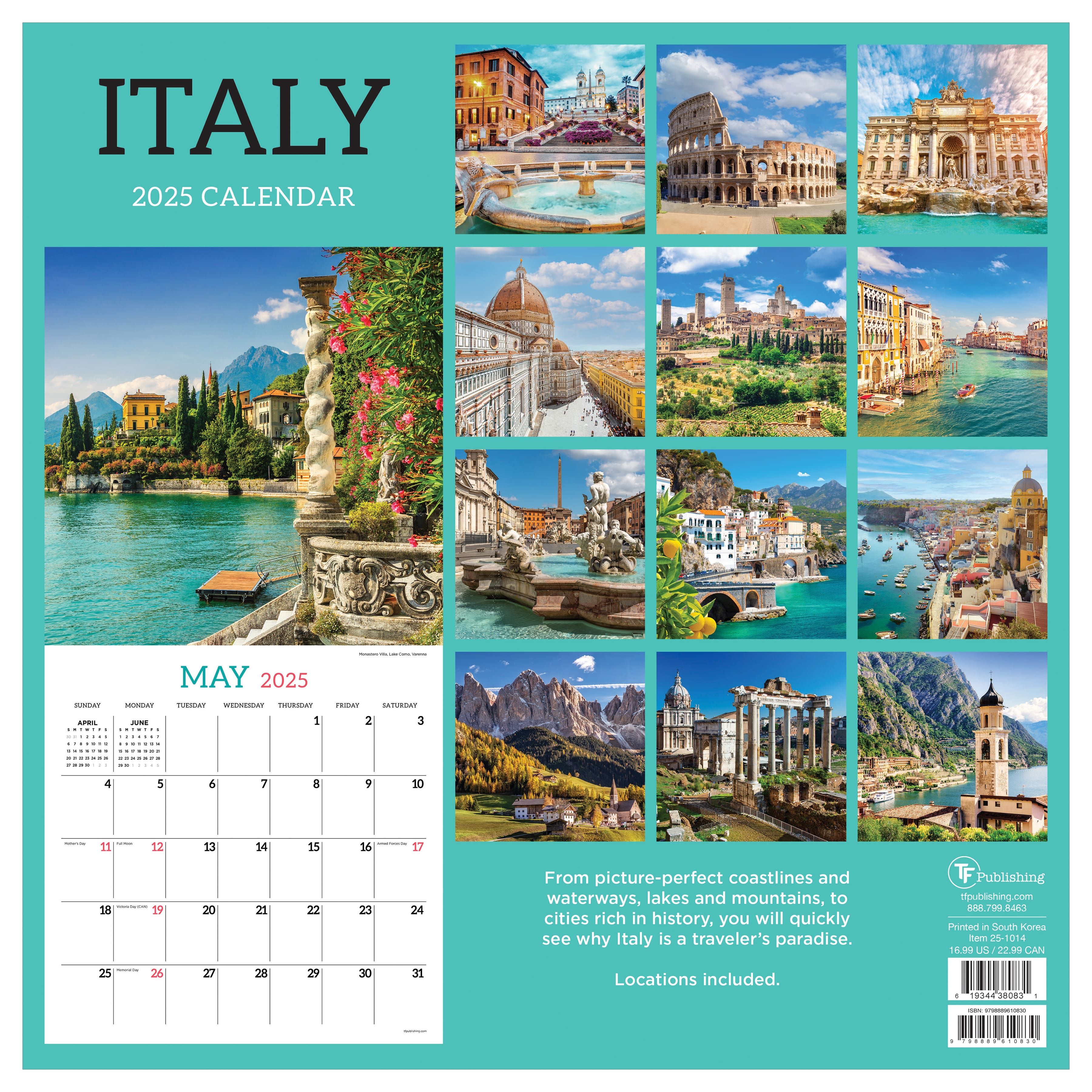 TF Publishing 2025 Italy Wall Calendar