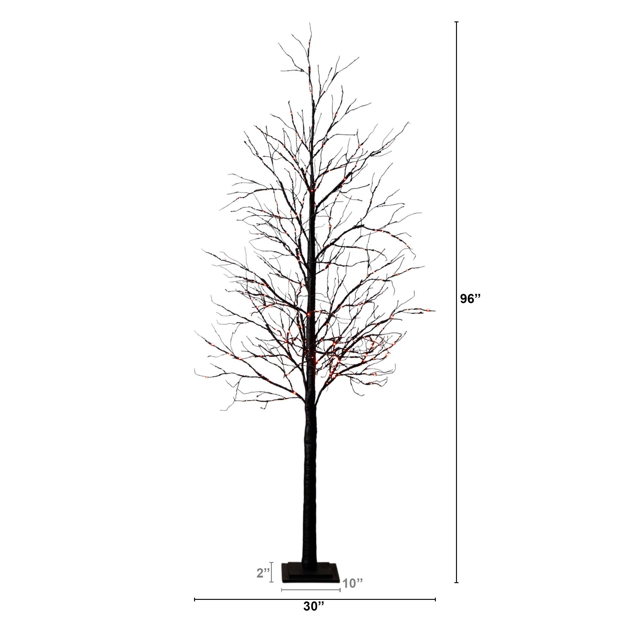 8ft. Pre-Lit Halloween Black Twig Artificial Tree with 510 Orange &#x26; Purple LED Lights