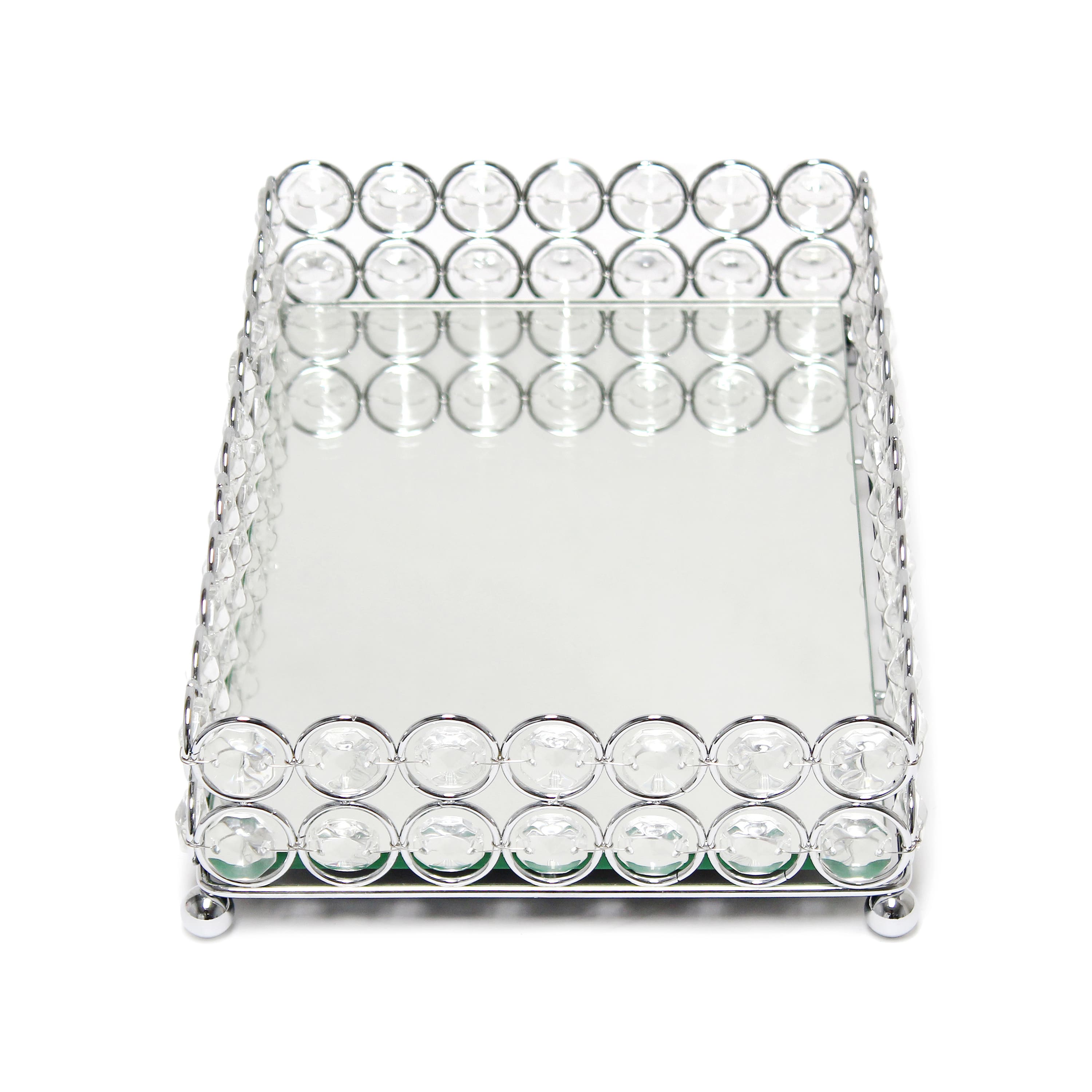 Elegant Designs™ 10.5" Chrome Decorative Mirrored Jewelry Vanity Tray