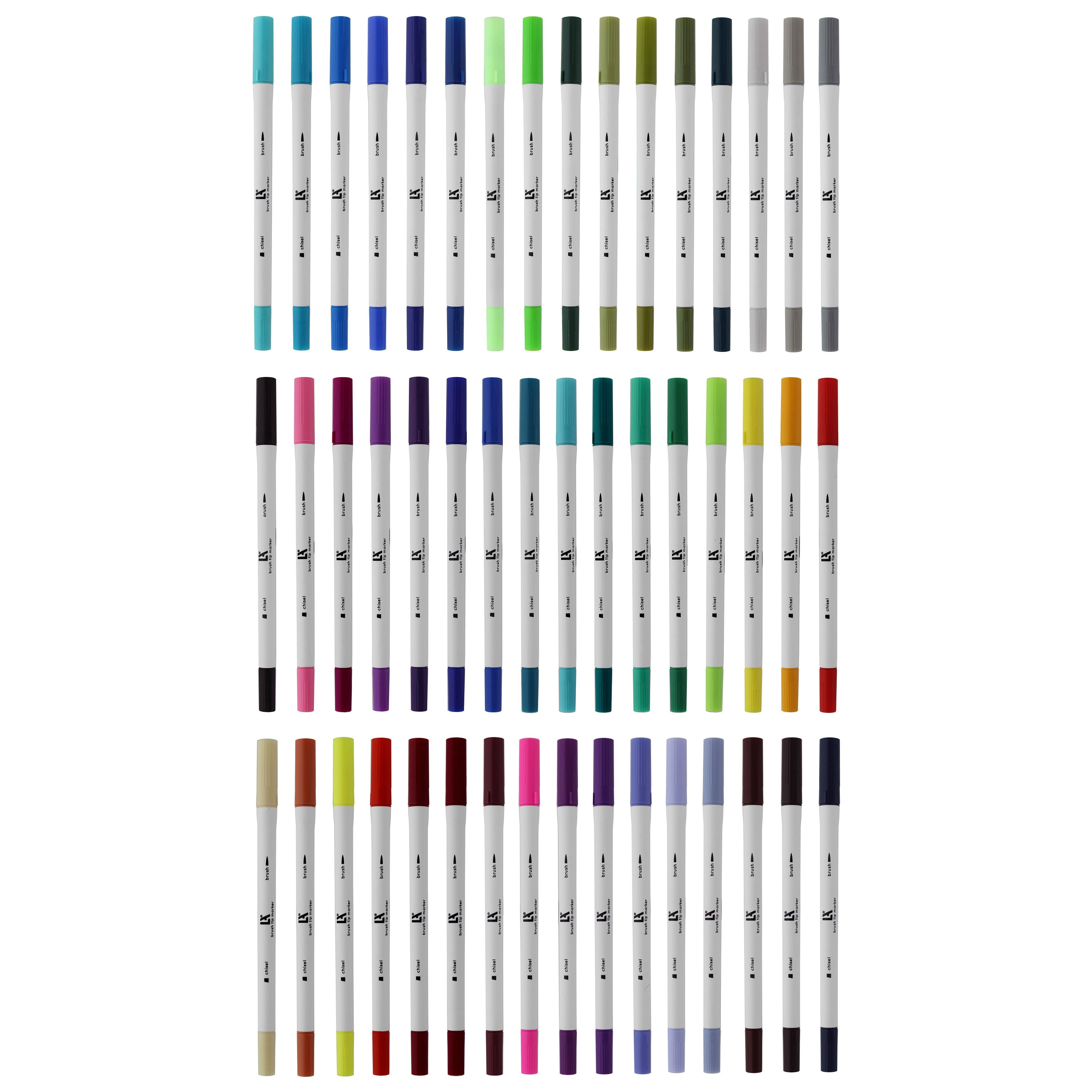 Leisure Arts&#xAE; 48 Color Brush &#x26; Chisel Dual Tip Marker Set