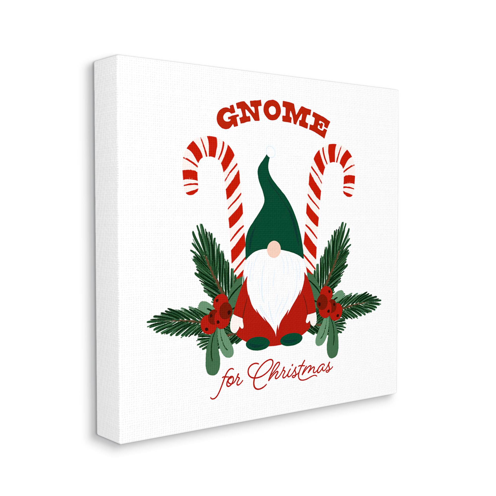 Stupell Industries Gnome For Christmas Candy Canes Canvas Wall Art