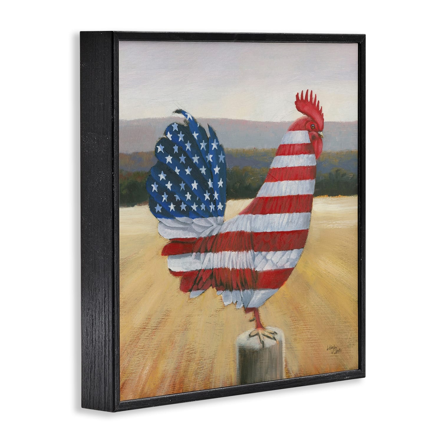 Stupell Industries American Flag Rooster Framed Giclee Art