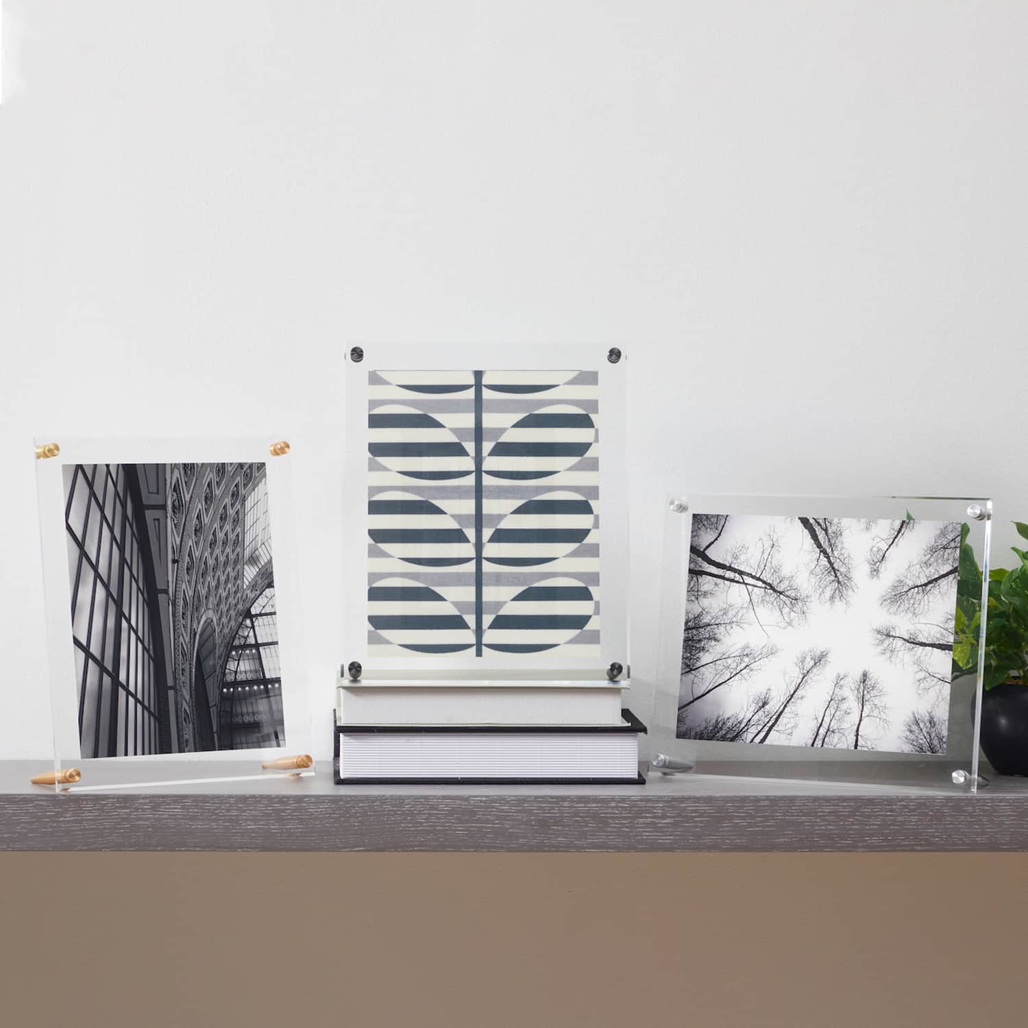 Wexel Art Clear Acrylic Tabletop Floating Picture Frame with Gold Hardware