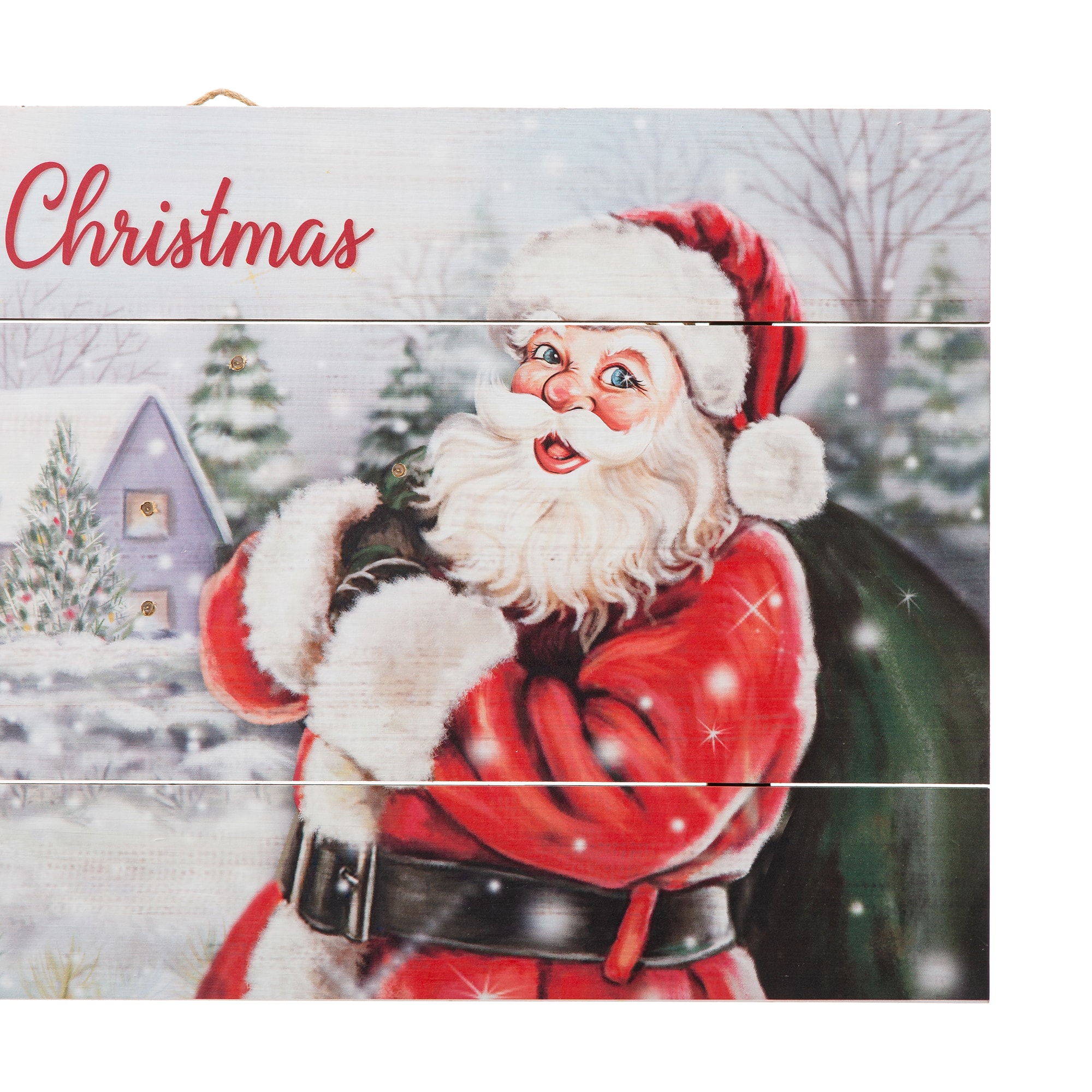 Glitzhome&#xAE; 24&#x22; LED Wooden Santa Wall D&#xE9;cor