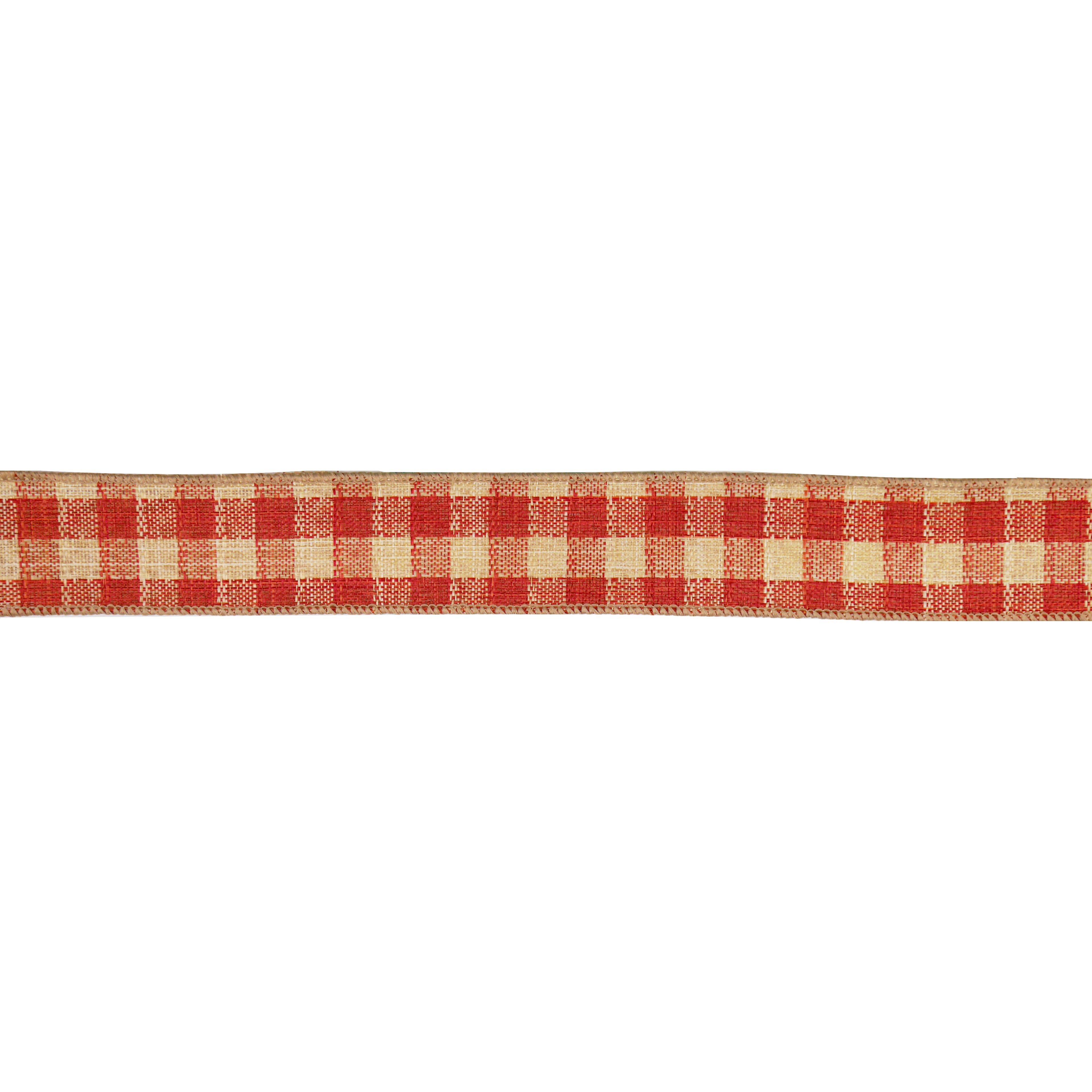 1.5&#x22; x 10yd. Orange Plaid Faux Linen Wired Ribbon by Celebrate It&#xAE;