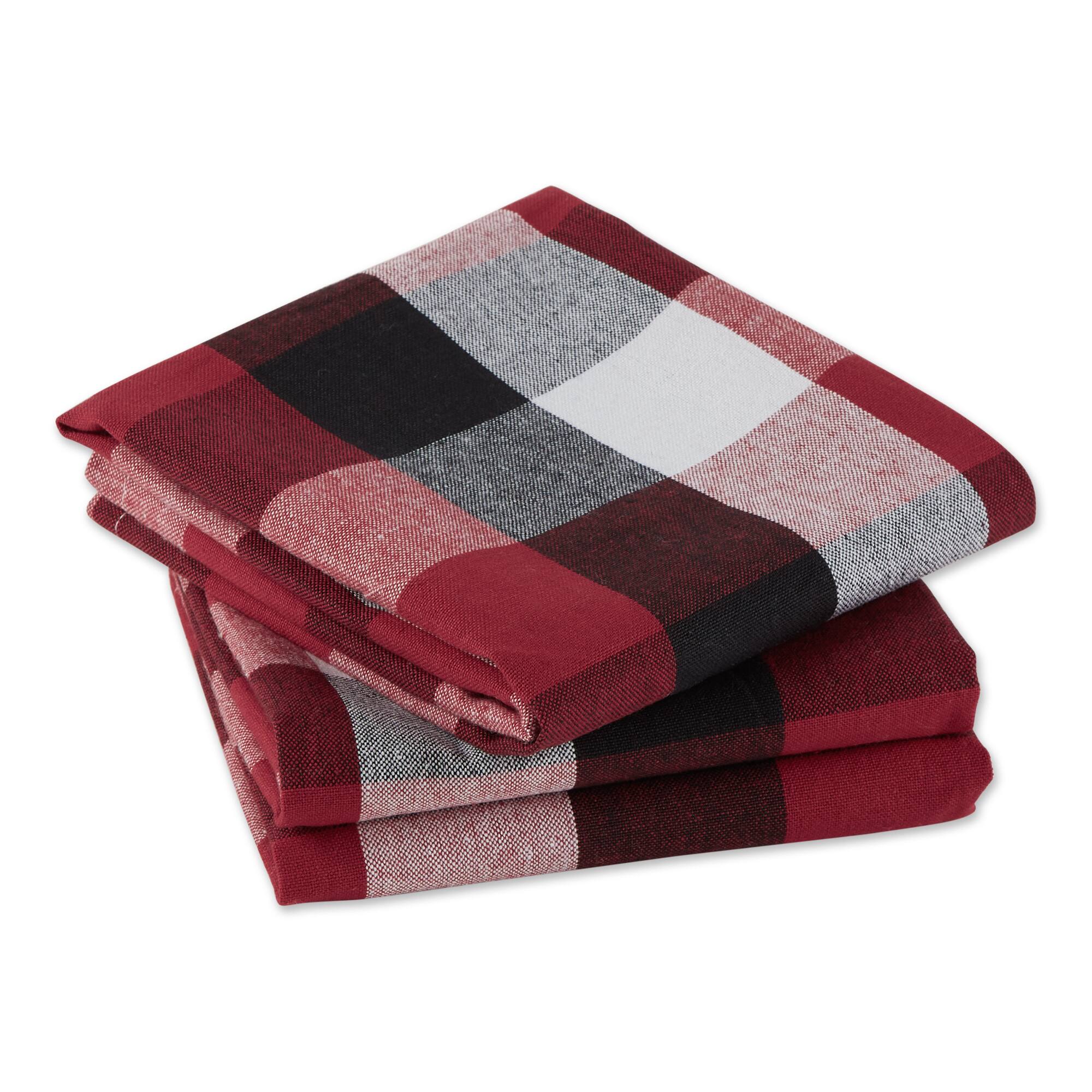 DII® Tri-Color Checkered Dish Towels, 3ct.