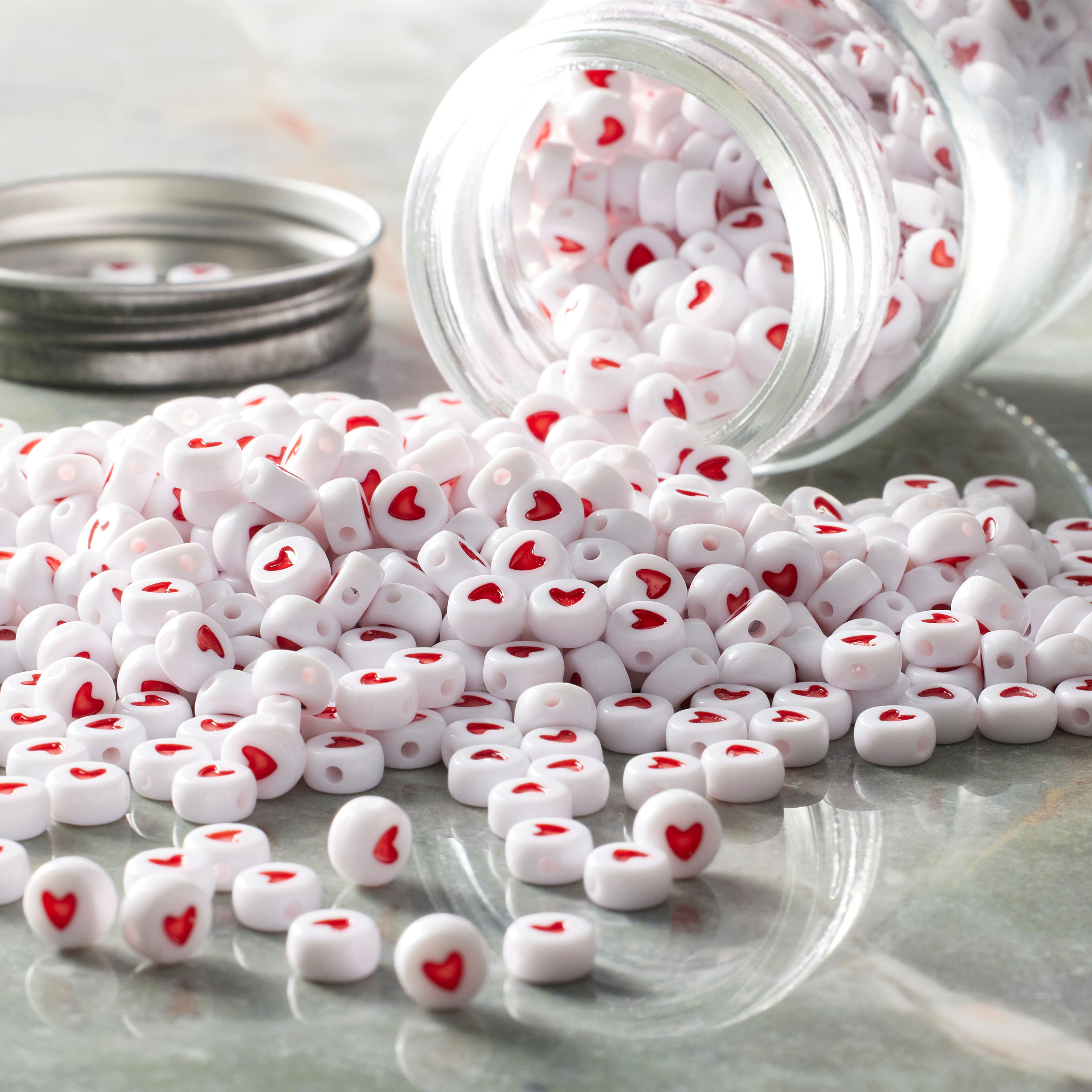 7mm Red Heart Acrylic Beads Round Flat Loose Spacer Beads For Jewelry  Making Handmade Charm Diy Bracelet Accessories Wholesale