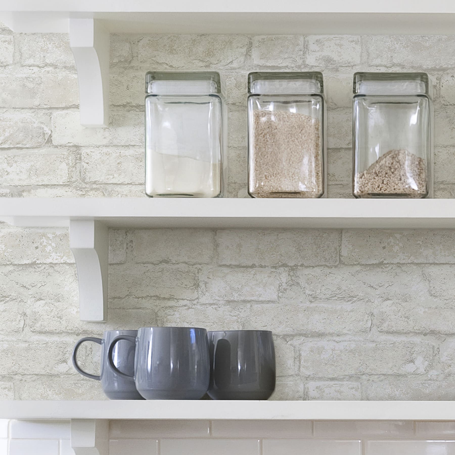 InHome White Denver Brick Peel & Stick Wallpaper