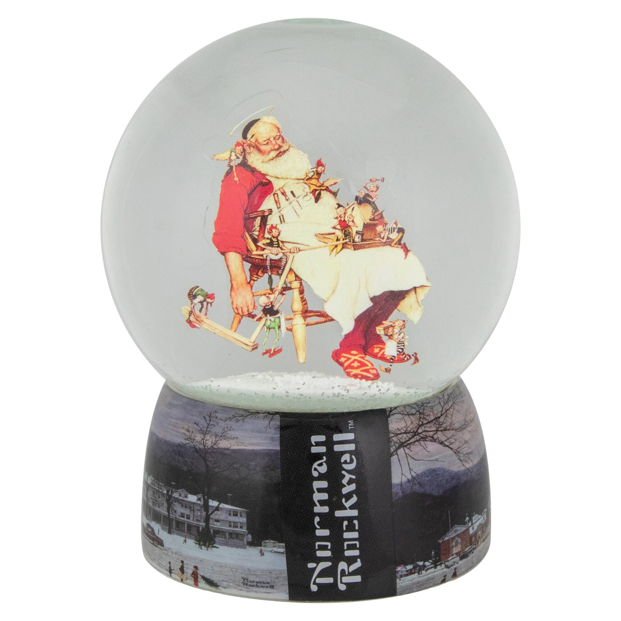 6.5" Norman Rockwell Santa and His Helpers Christmas Snow Globe