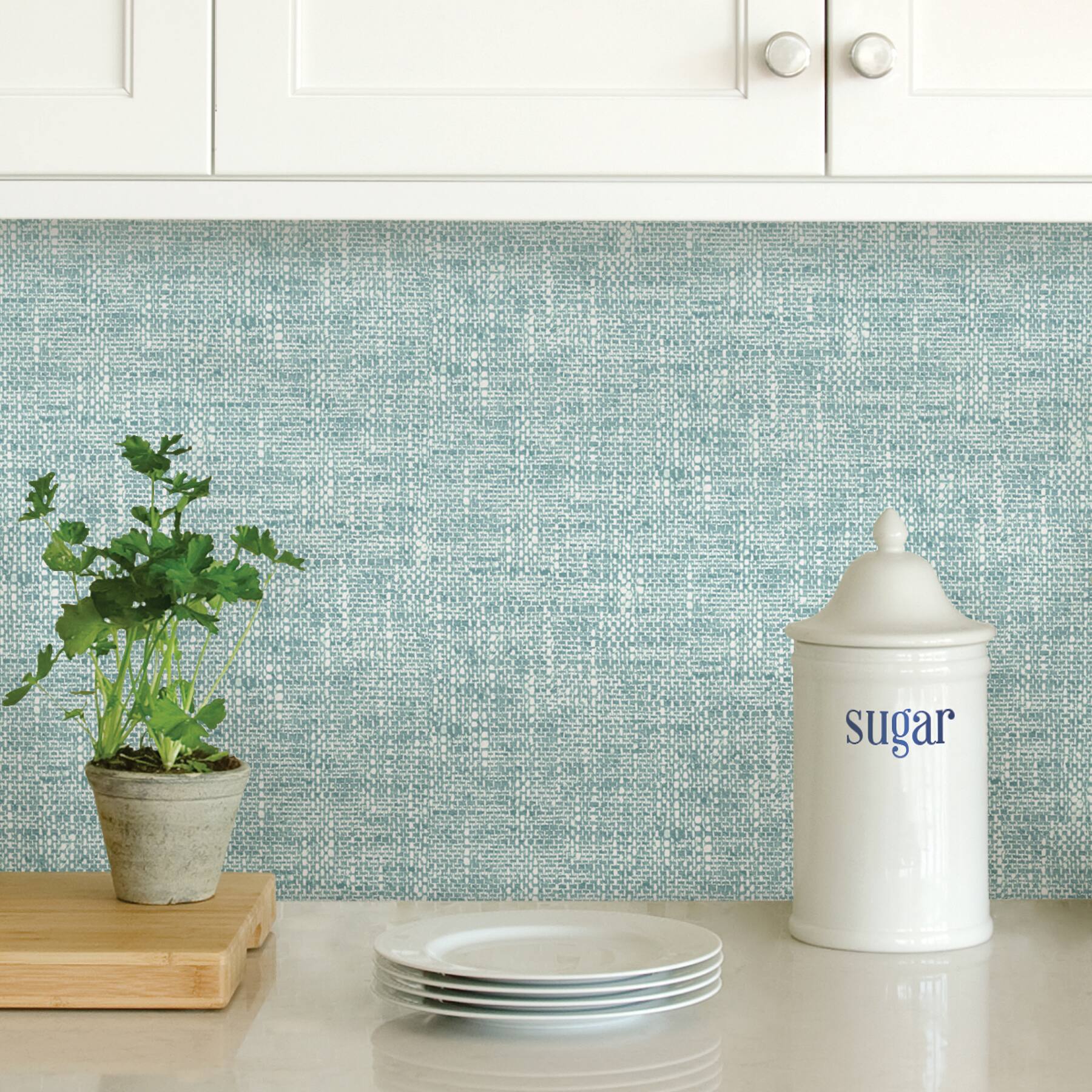 NuWallpaper Aqua Poplin Texture Peel & Stick Wallpaper