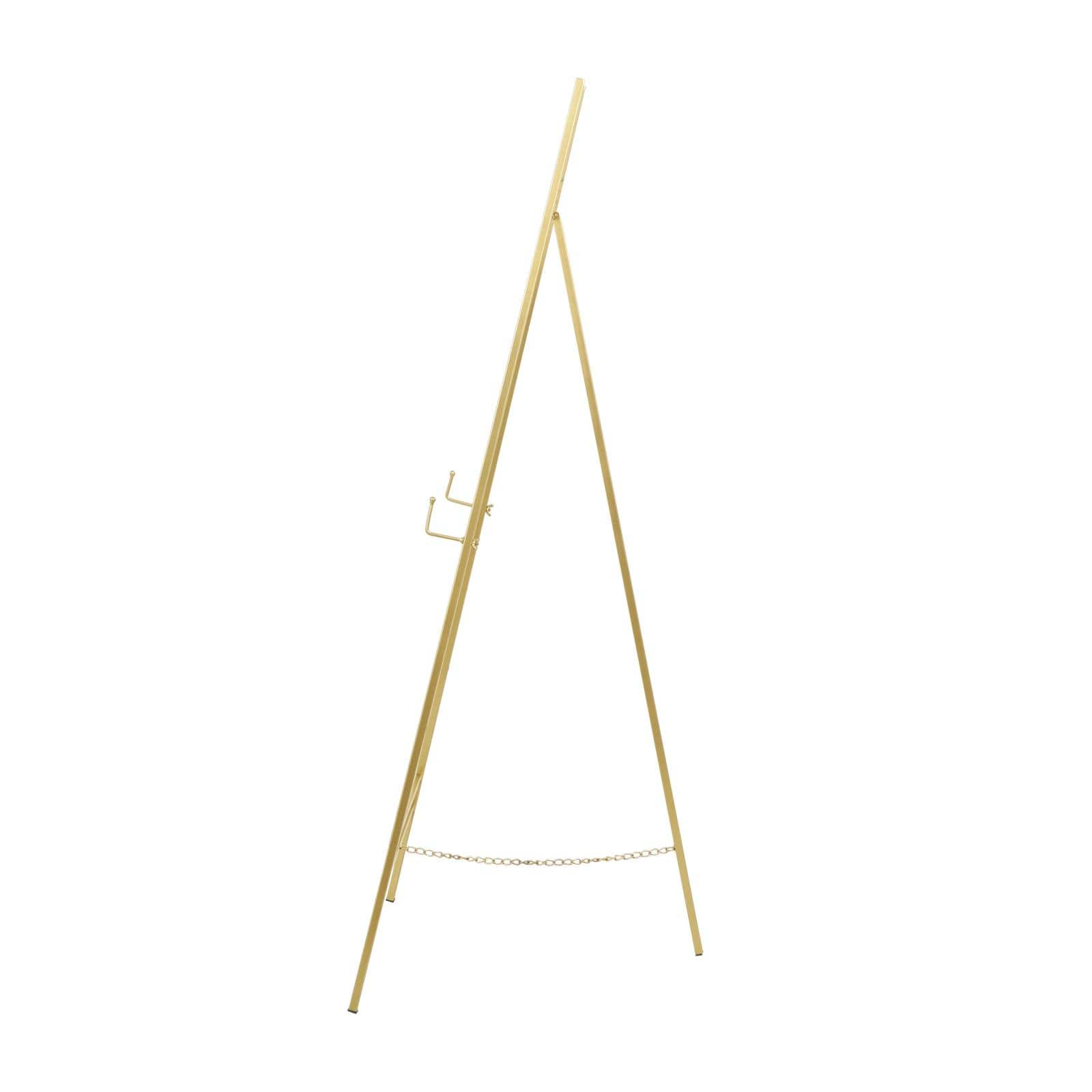 55.5&#x22; Gold Metal Geometric 3-Tier Display Easel