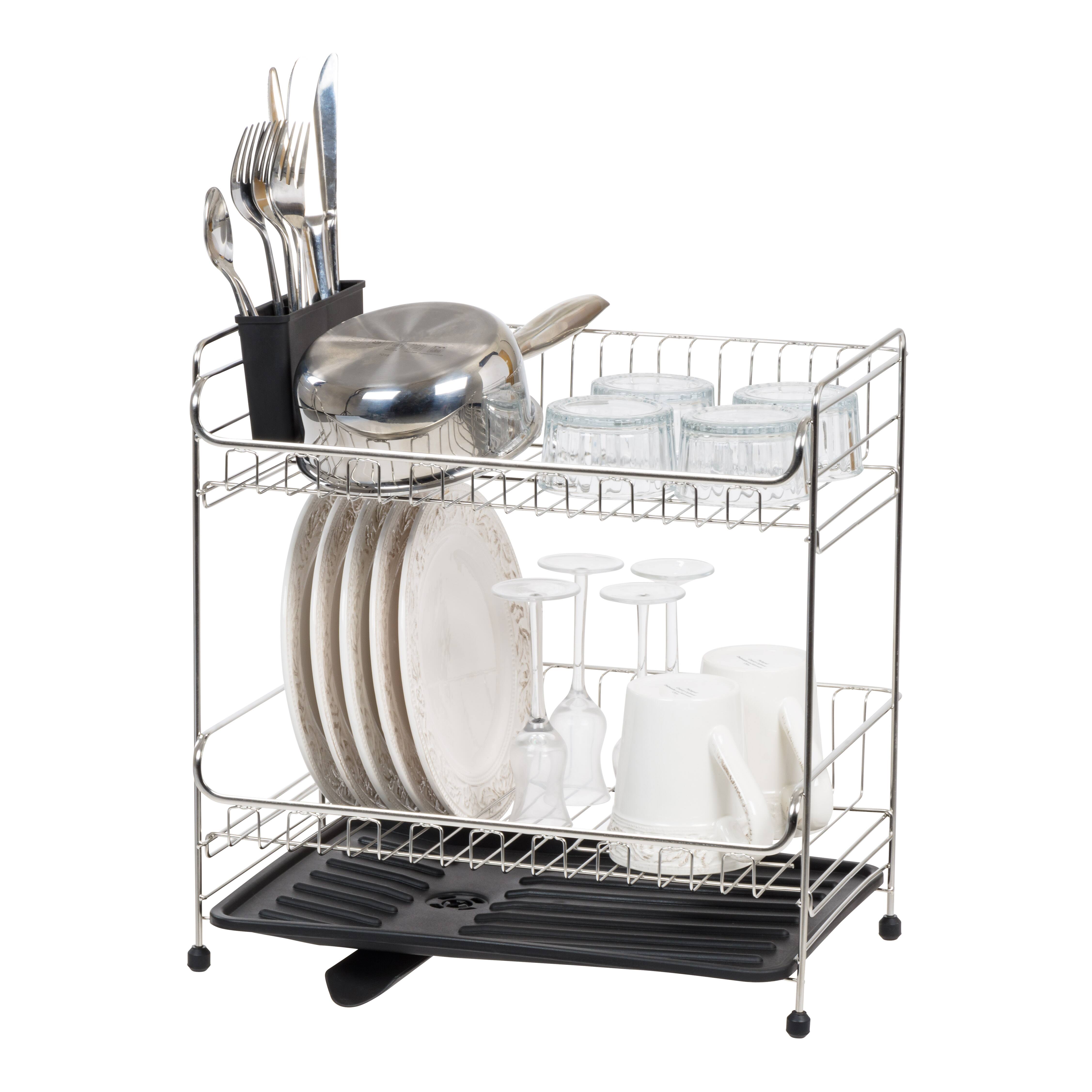 IRIS&#xAE; 15.75&#x22; Stainless Steel 2-Tier Dish Rack