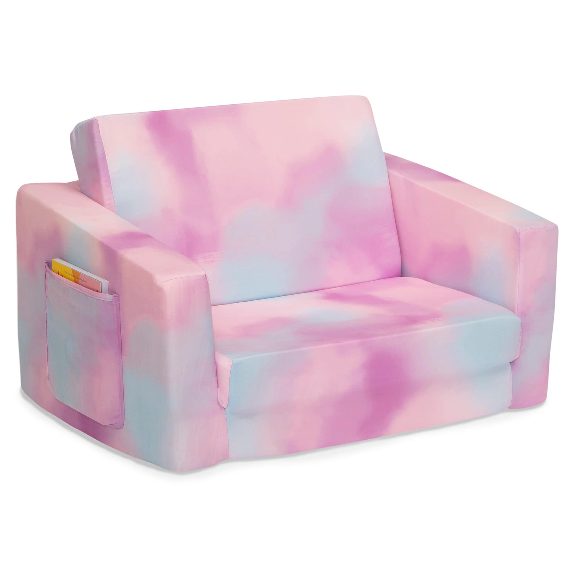 Delta Children Pink Tie Dye Cozee Flip Out 2-in-1 Convertible Chair to Lounger