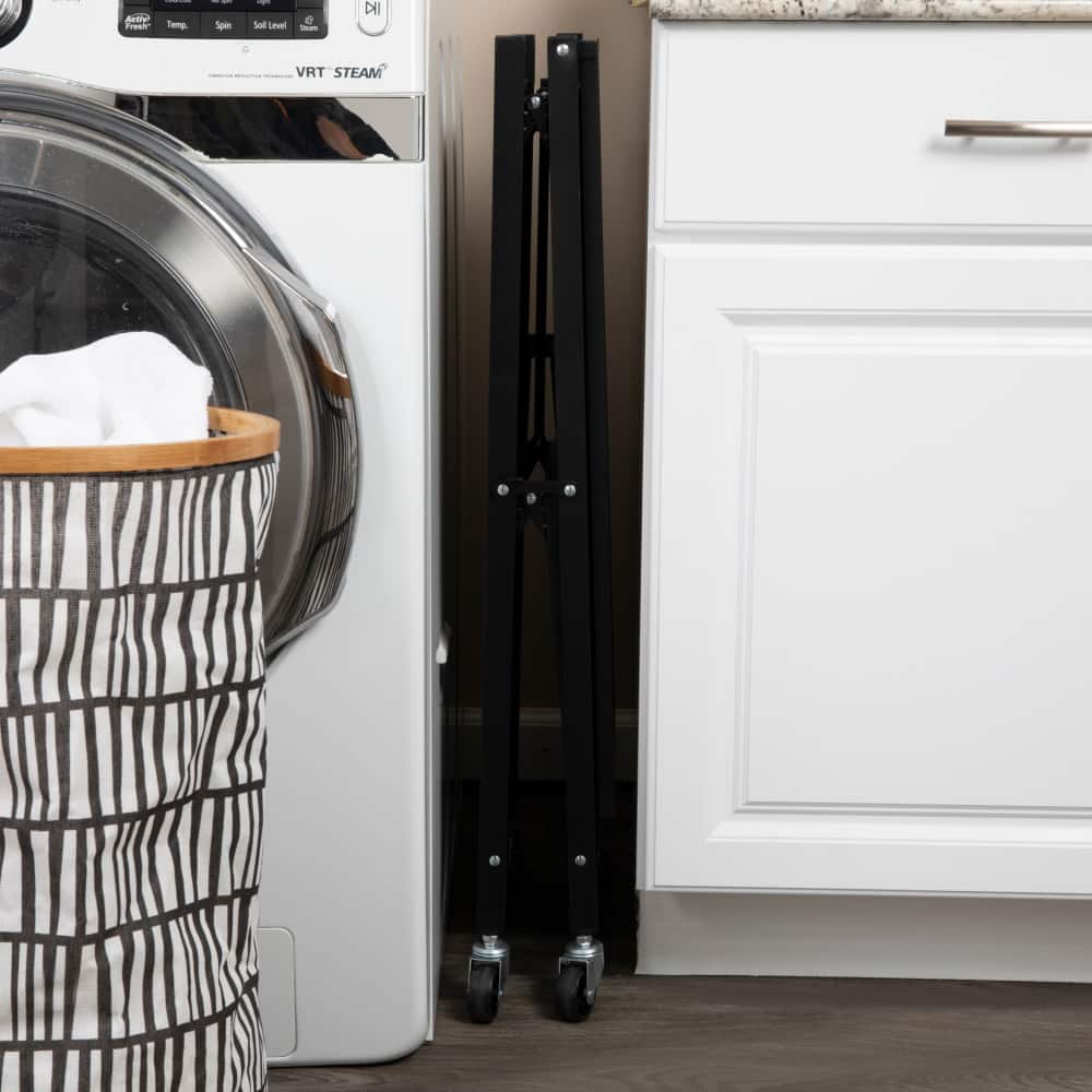 Household Essentials 34" Black Metal 3-Tier Foldable Utility Rack