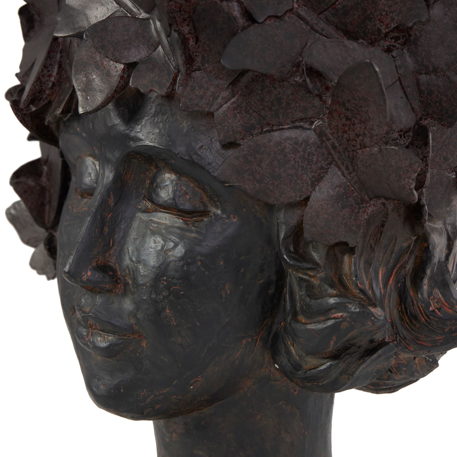 14&#x22; Bronze Woman Head &#x26; Butterflies Planter
