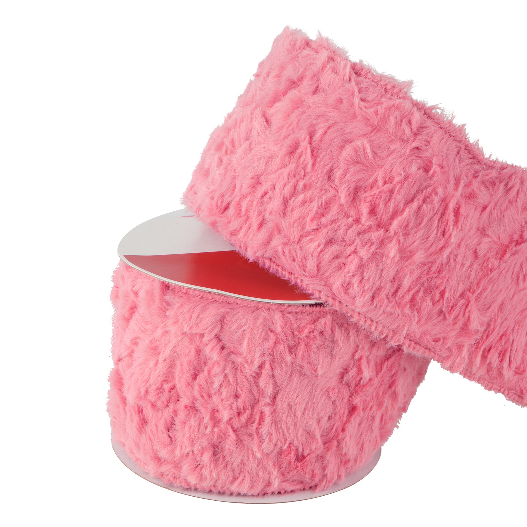 3.5&#x22; x 15ft. Pink Wired Faux Fur Ribbon by Celebrate It&#xAE;