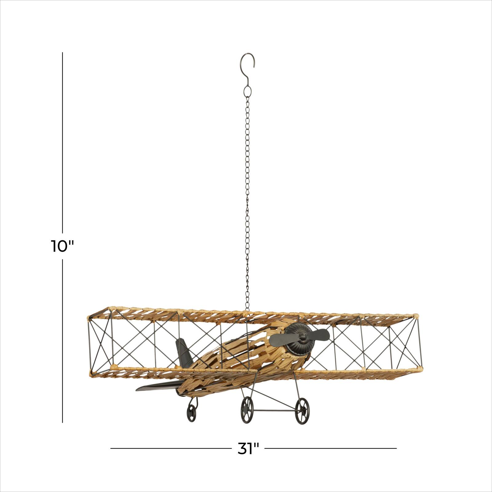 Tan Metal Natural Plane Sculpture, 10&#x22; x 31&#x22; x 28&#x22;