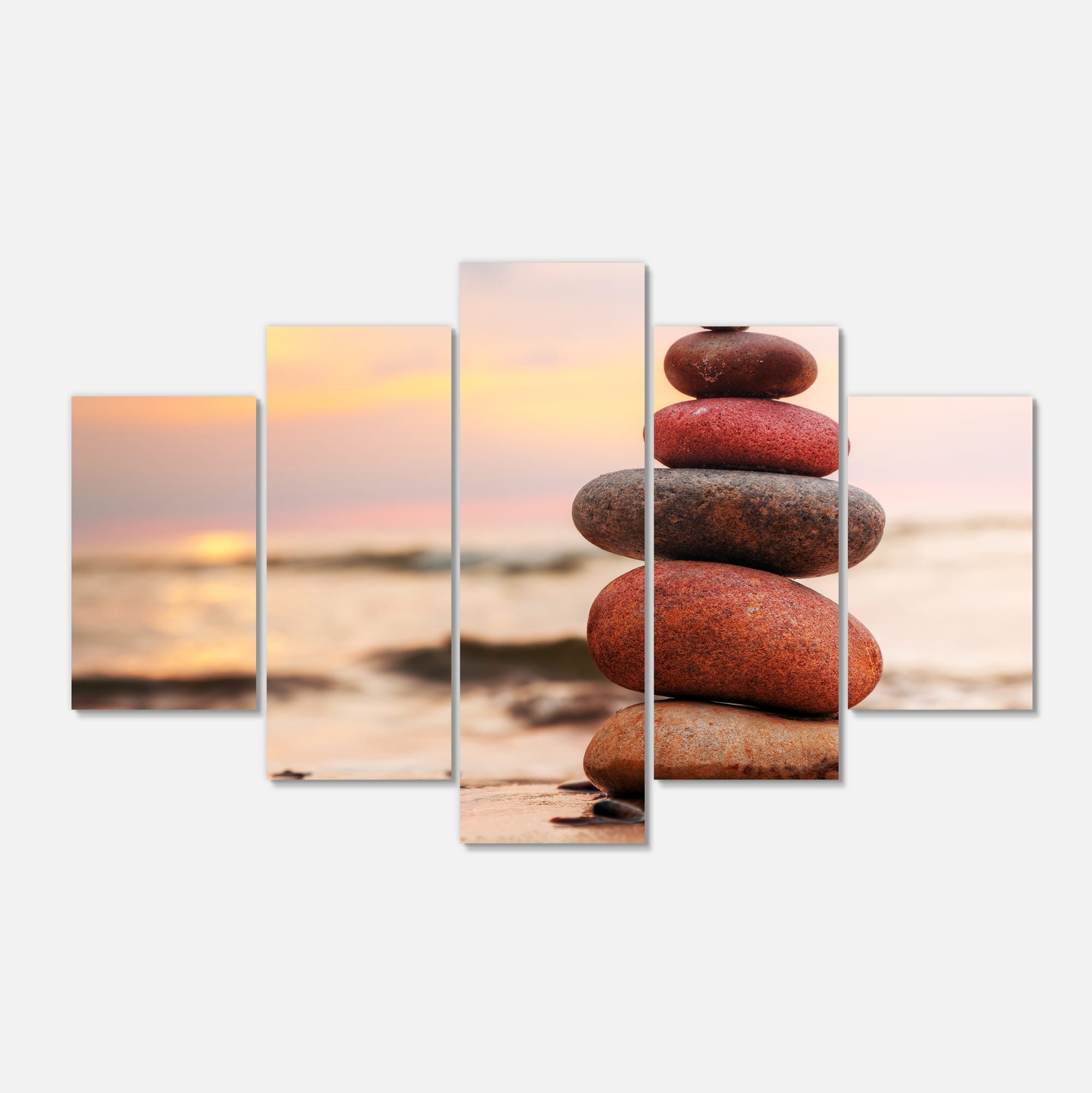 Designart - Stones Pyramid on Sand Symbolizing Zen