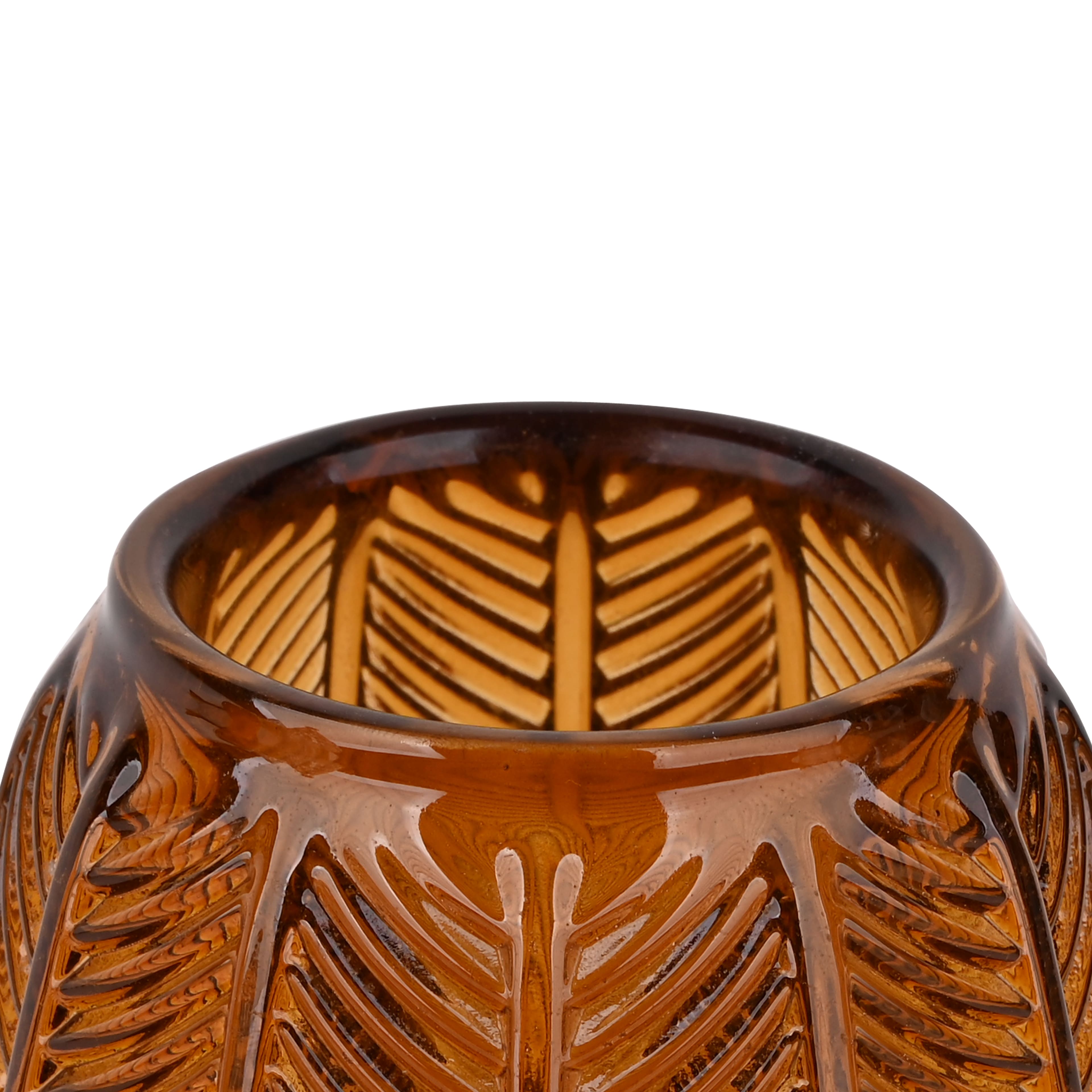 5" Vintage-Style Leaf-Textured Glass Candle Holder by Ashland®