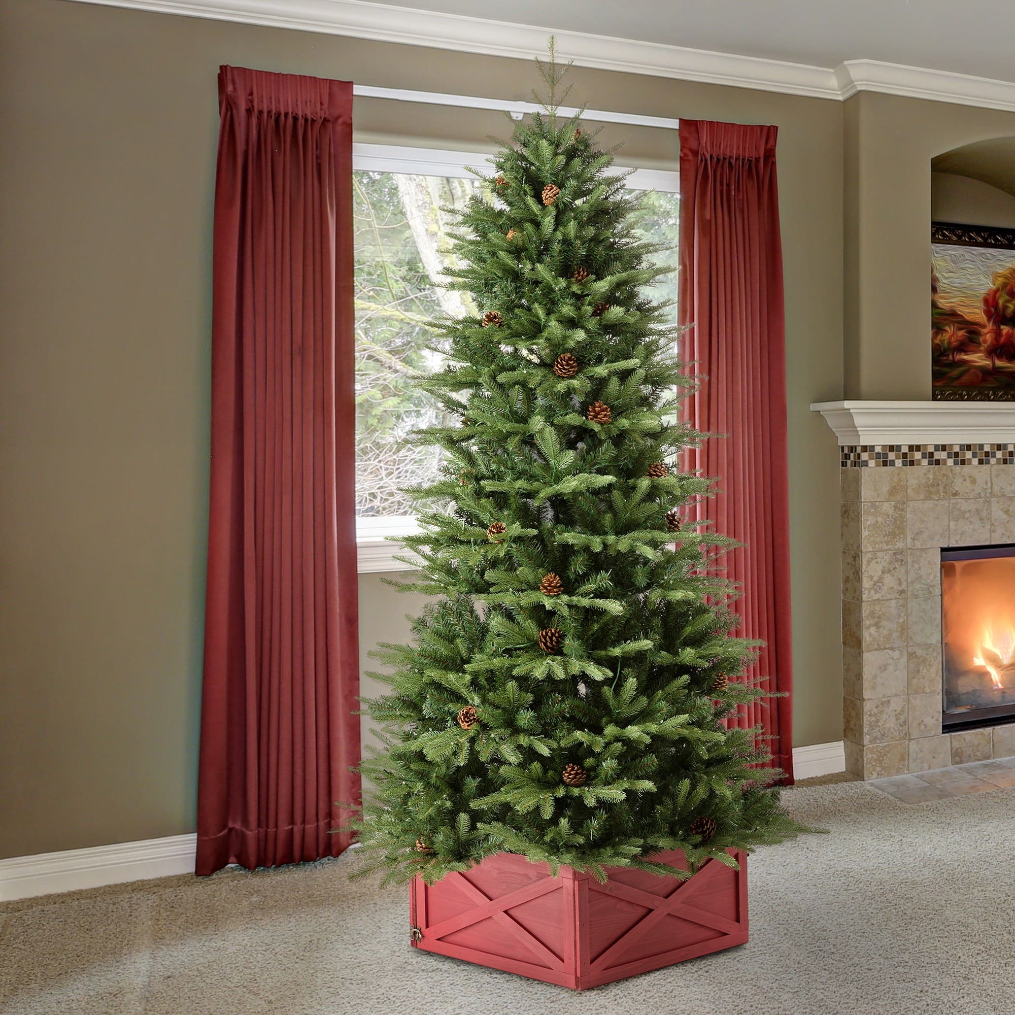 6ft. Pre-Lit Green Fir Artificial Christmas Tree with Warm White LED Lights