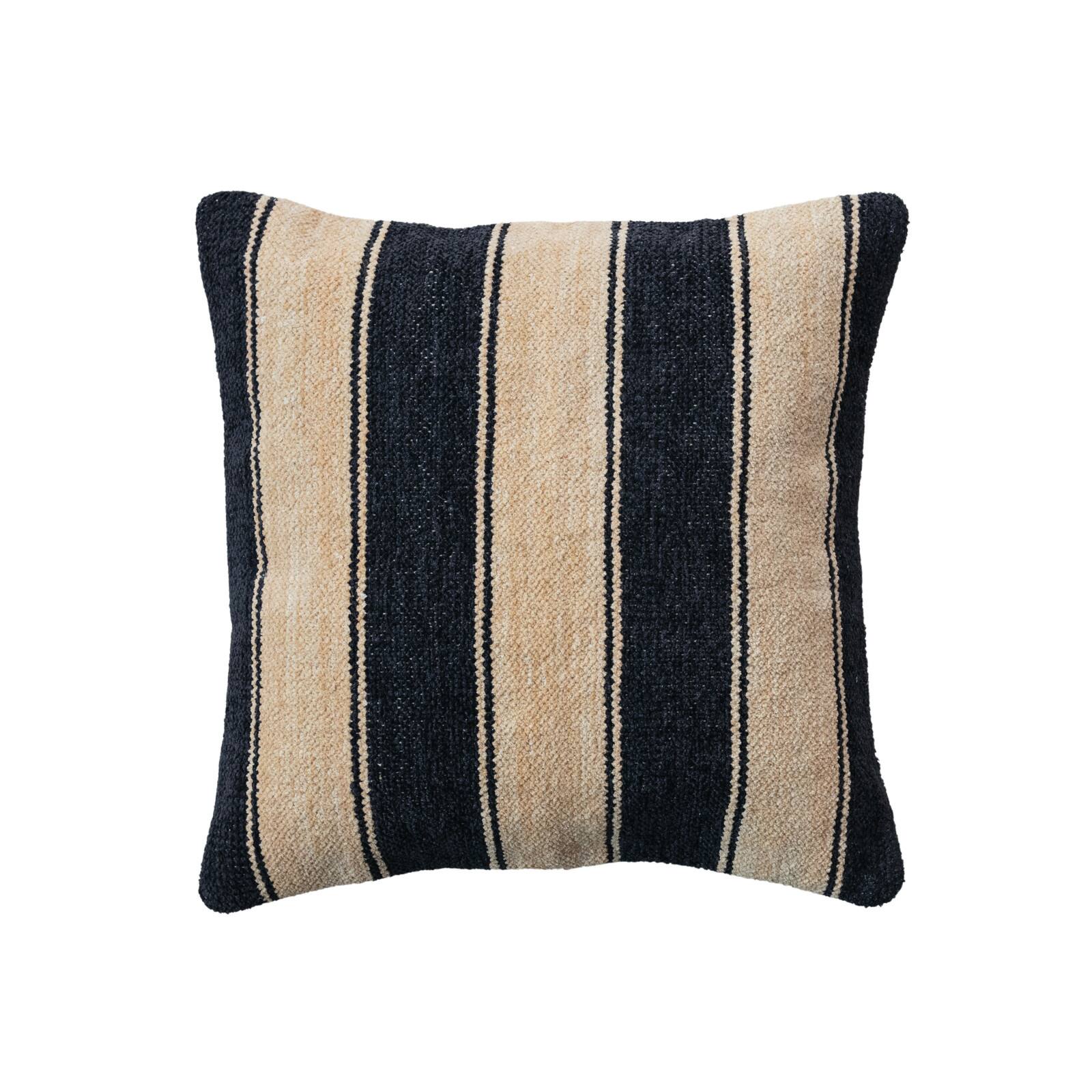 Hello Honey&#xAE; 20&#x22; Black &#x26; Cream Striped Cotton Blend Chenille Pillow