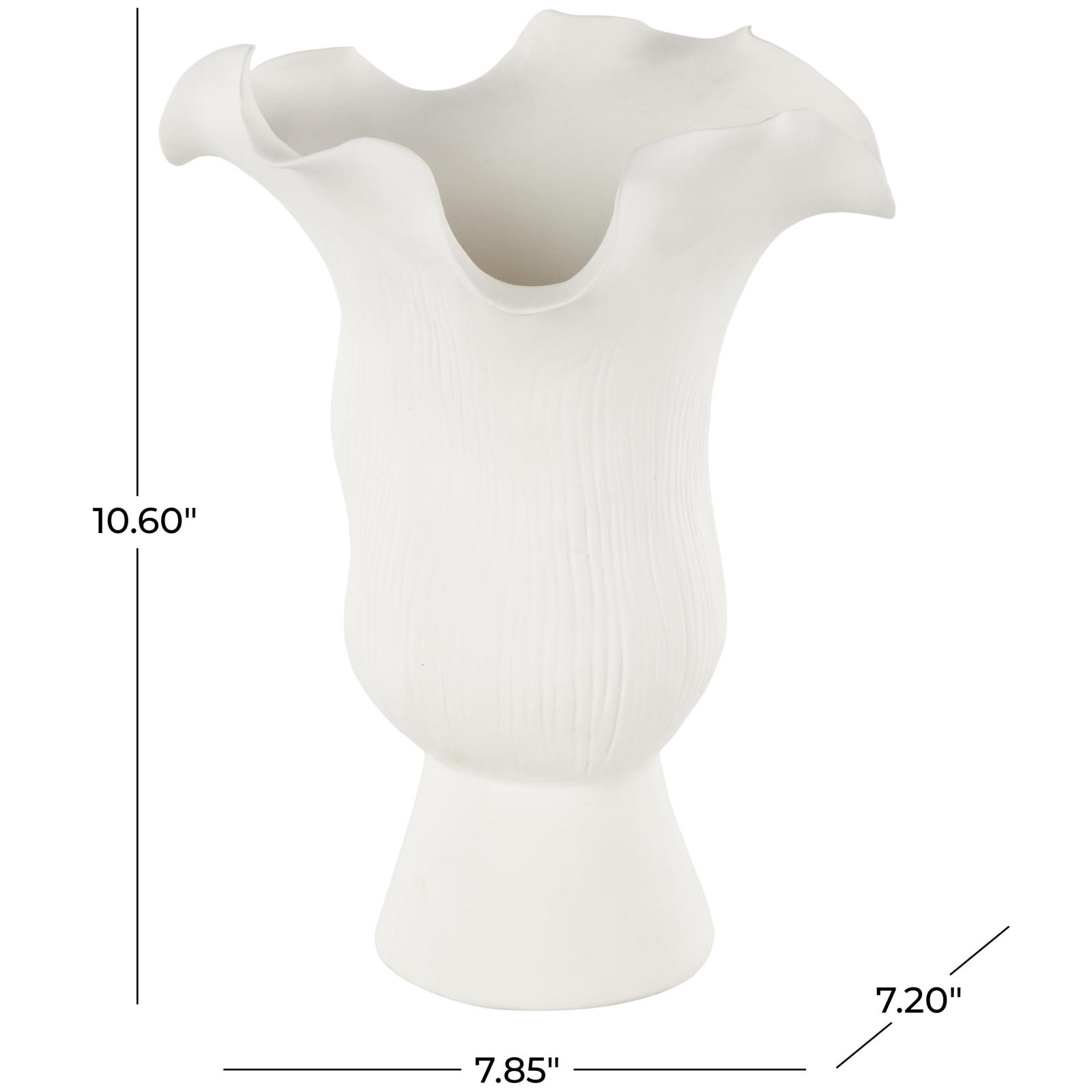 10.5&#x22; White Abstract Floral Ceramic Vase