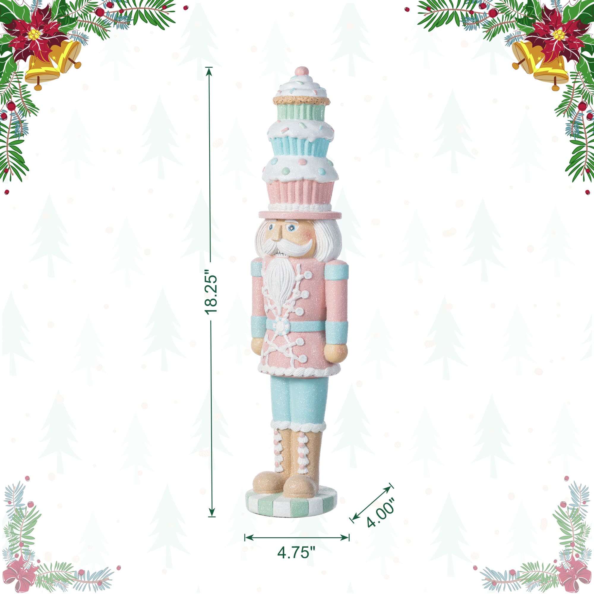 Glitzhome® 18.25" Resin Christmas Cupcake Nutcracker Table Decor