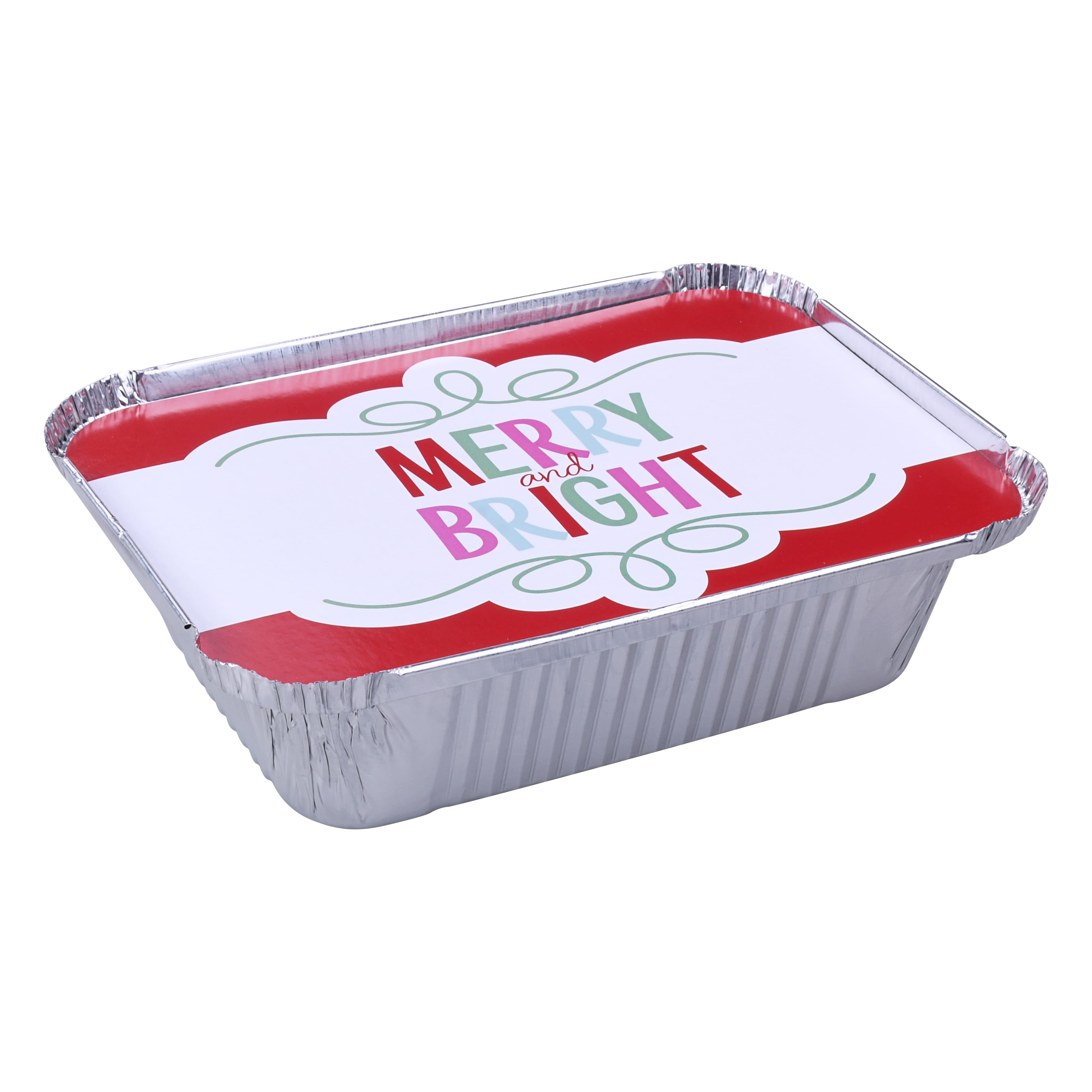 7&#x22; x 5&#x22; Merry &#x26; Bright Rectangle Aluminum Baking Pan Sets, 4ct. by Celebrate It&#xAE;