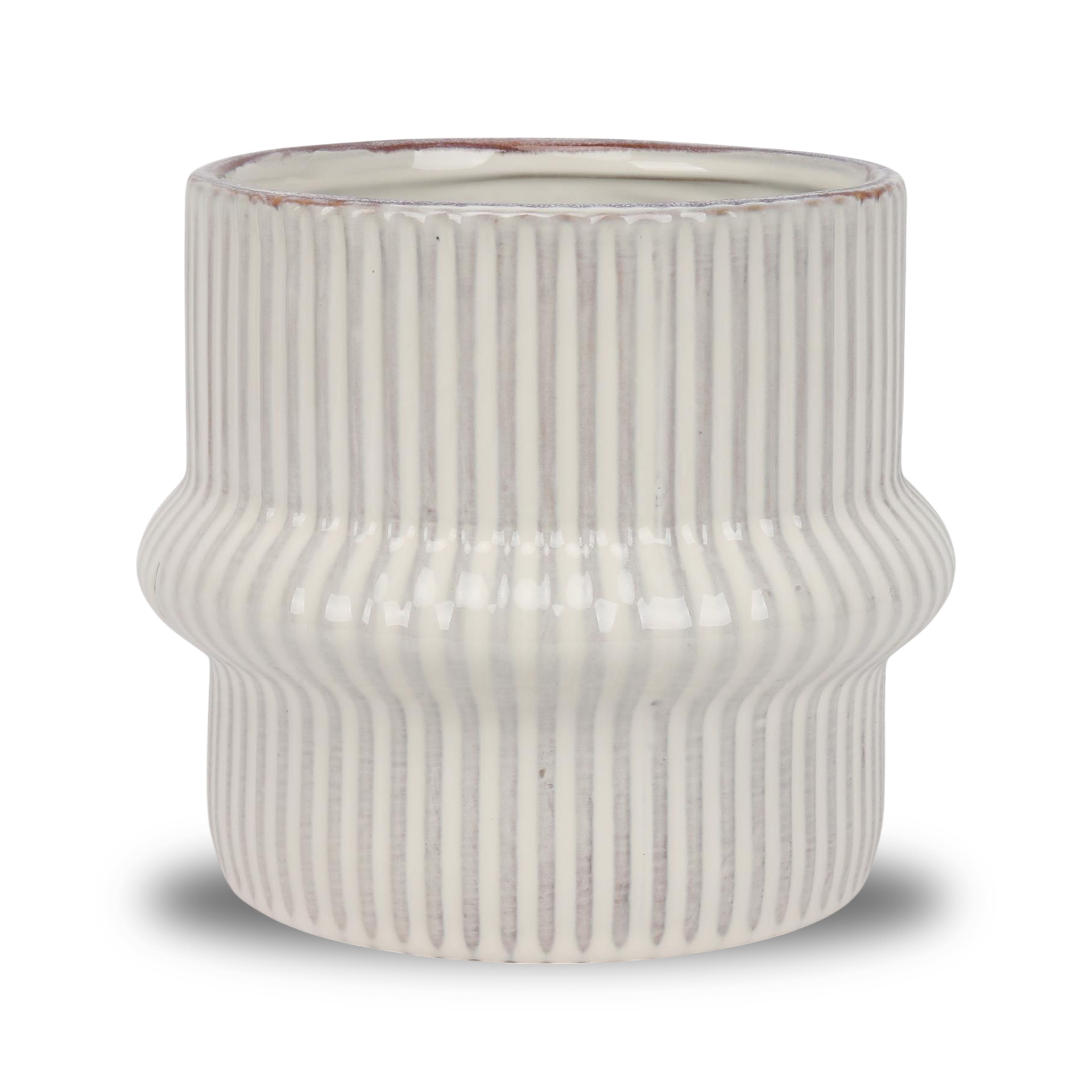 7.5&#x22; White Ribbed Ceramic Pot by Ashland&#xAE;