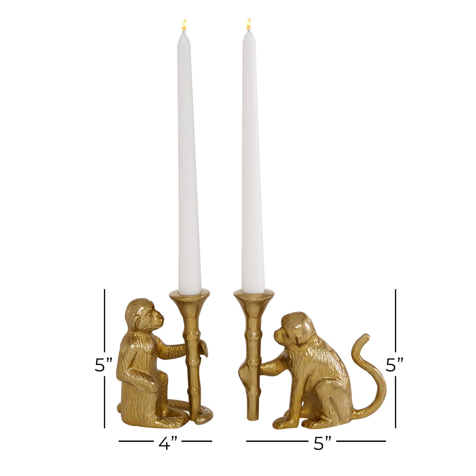 Set of 2 Gold Aluminum Glam Candle Holder, 3" x 5"