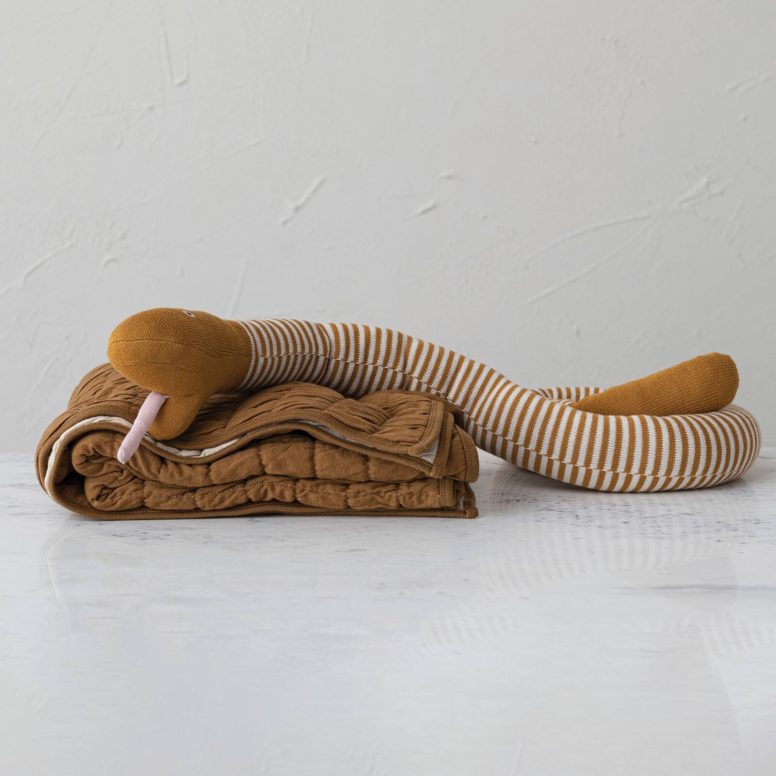 Hello Honey&#xAE; 56&#x22; Mustard &#x26; Natural Plush Fabric Snake