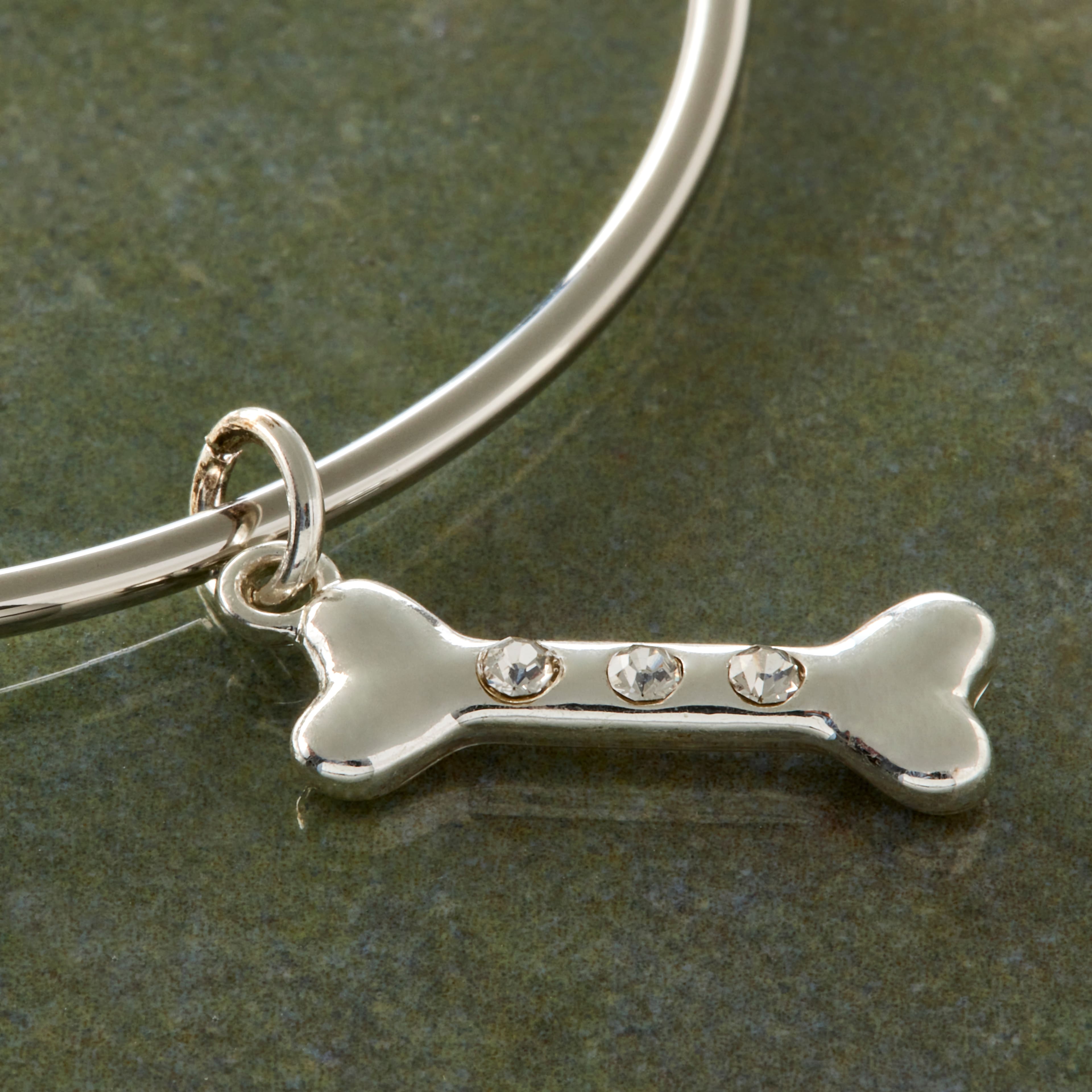 Charmalong™ Silver Plated Crystal Bone Charm by Bead Landing™