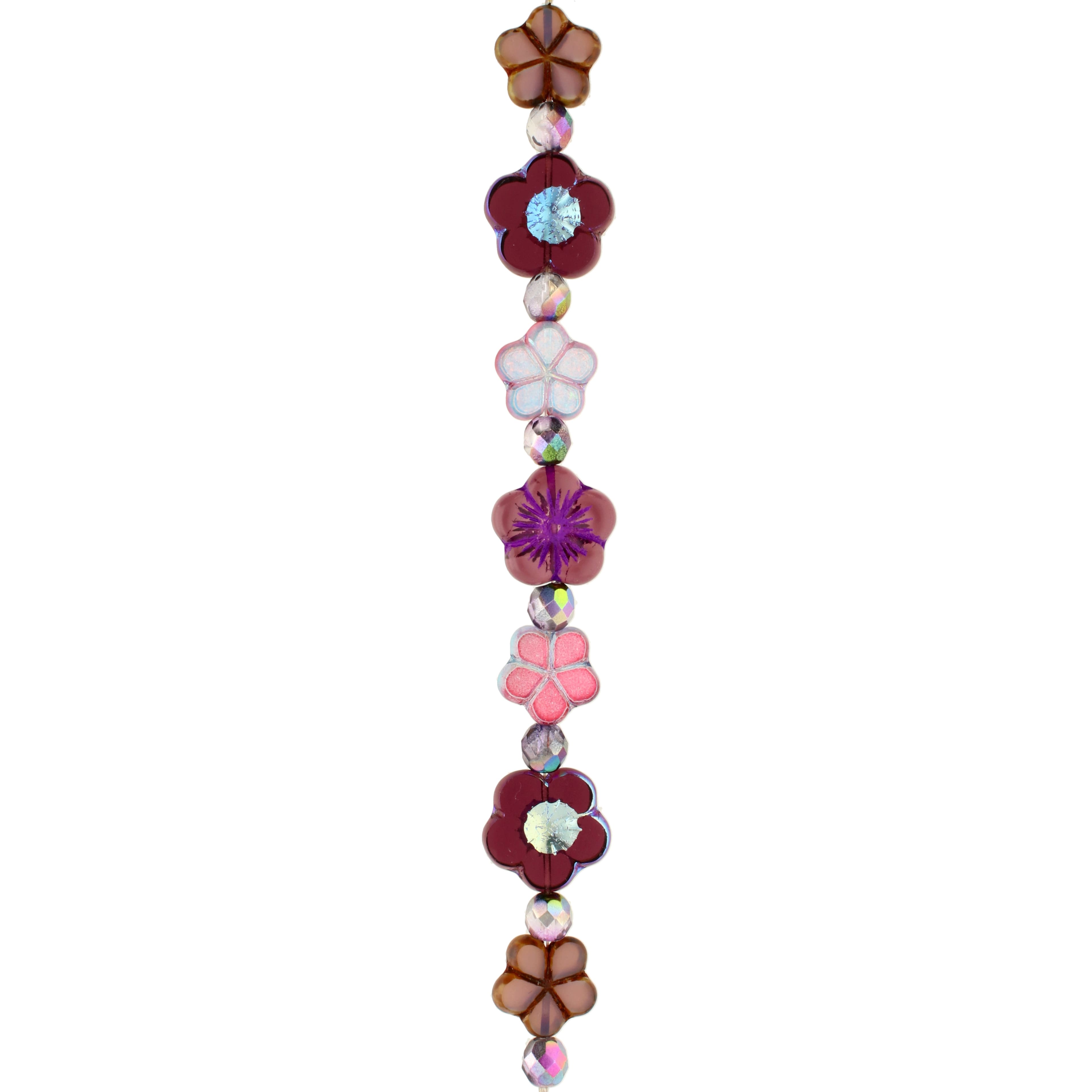 6 Pack: Berry Roses Czech Glass Flower Bead Mix by Bead Landing™