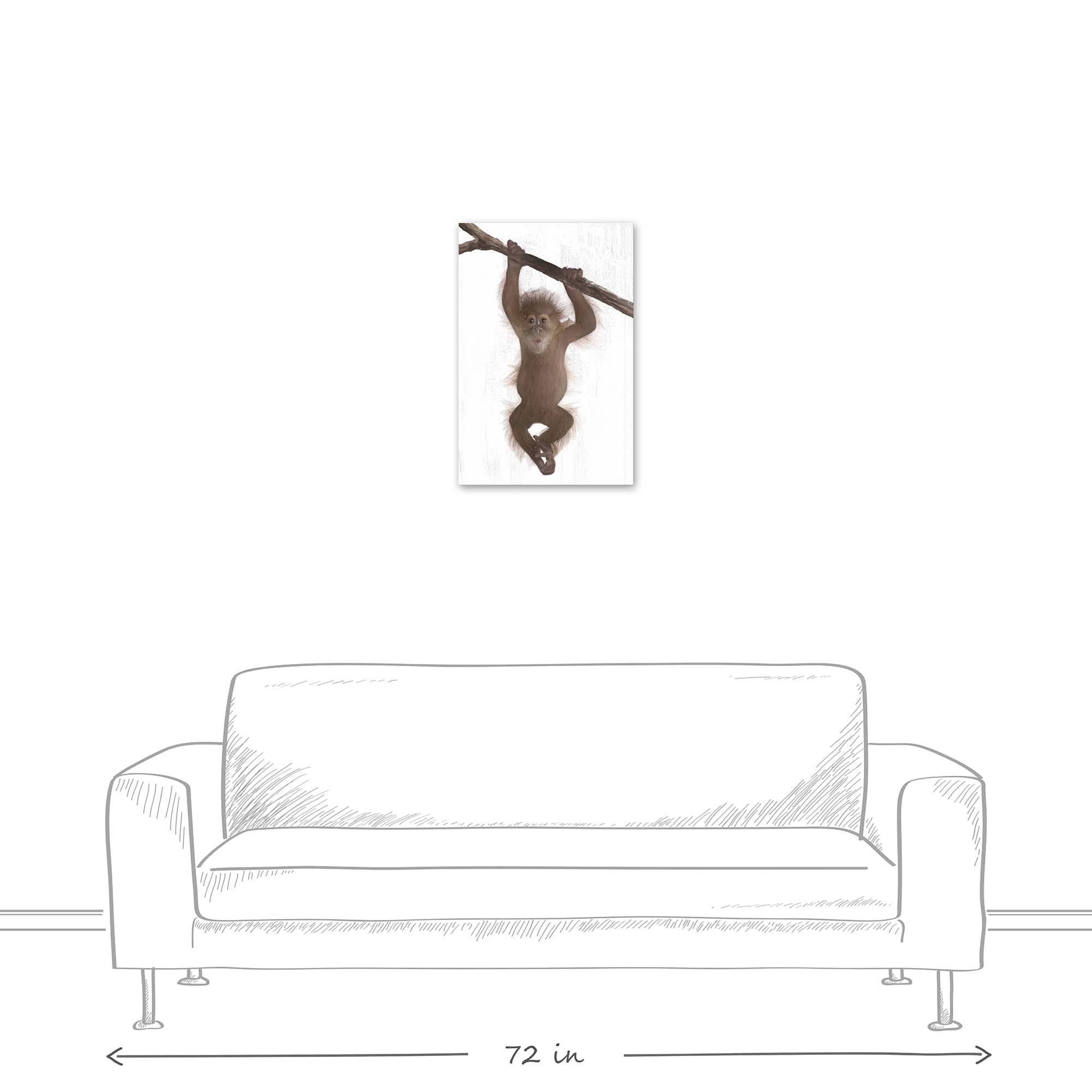 Hanging Monkey 16&#x22; x 24&#x22; Canvas Wall Art