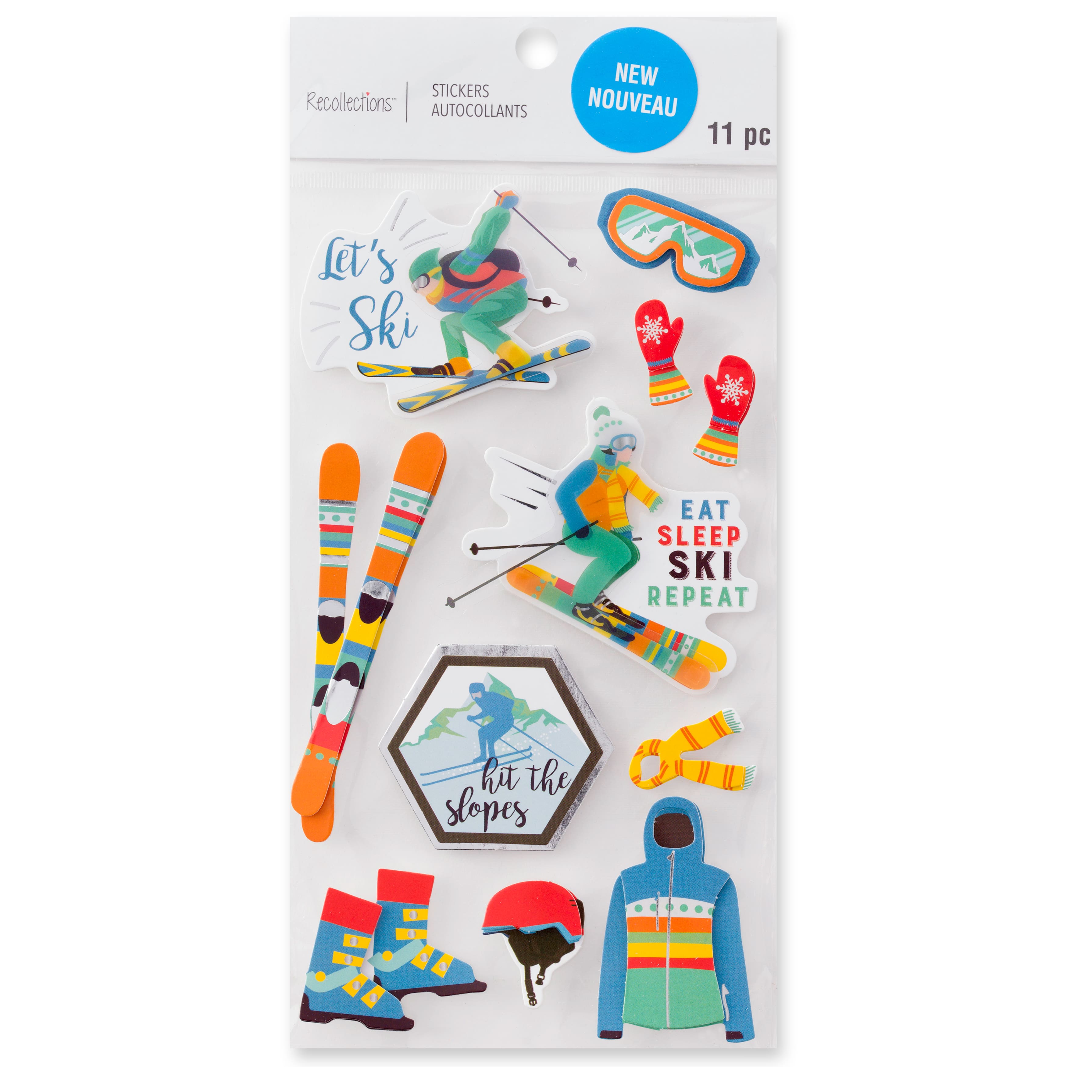 12 Pack: Let's Ski Stickers by Recollections™