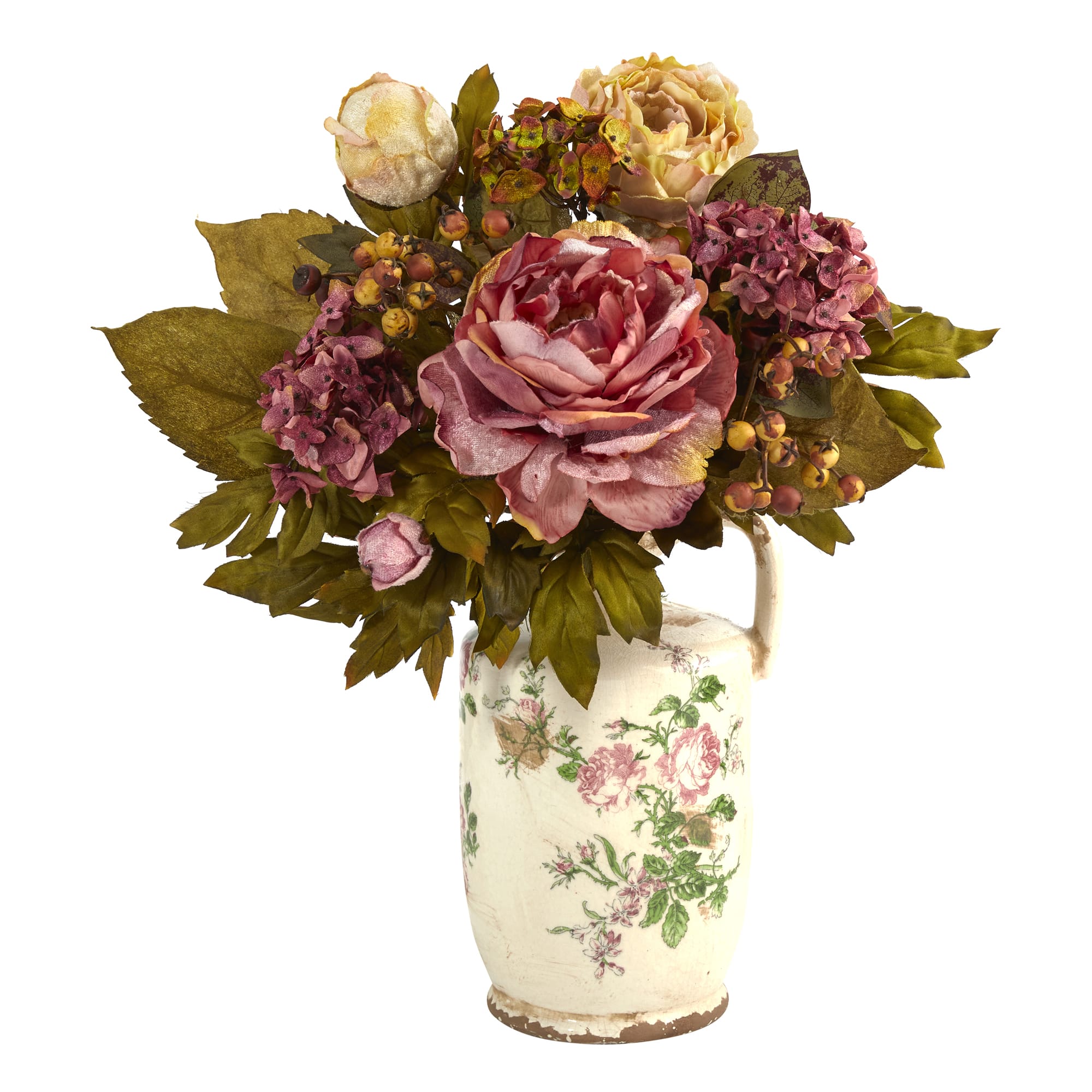 18&#x27;&#x27; Pink &#x26; Yellow Peony Arrangement in Floral Pitcher