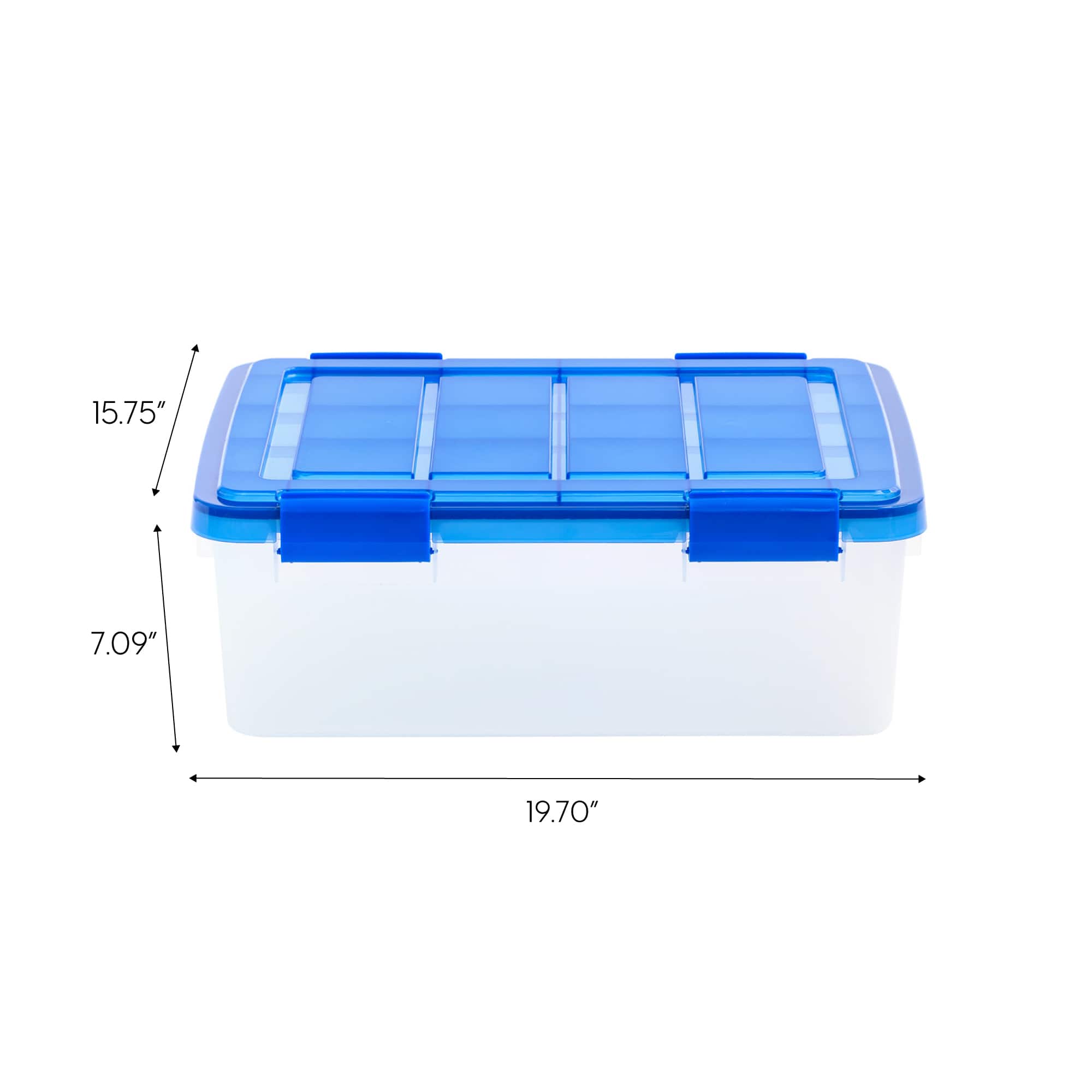 IRIS&#xAE; WeatherPro&#x2122; 26.5qt. Clear Heavy Duty Plastic Storage Bin with Blue Lid