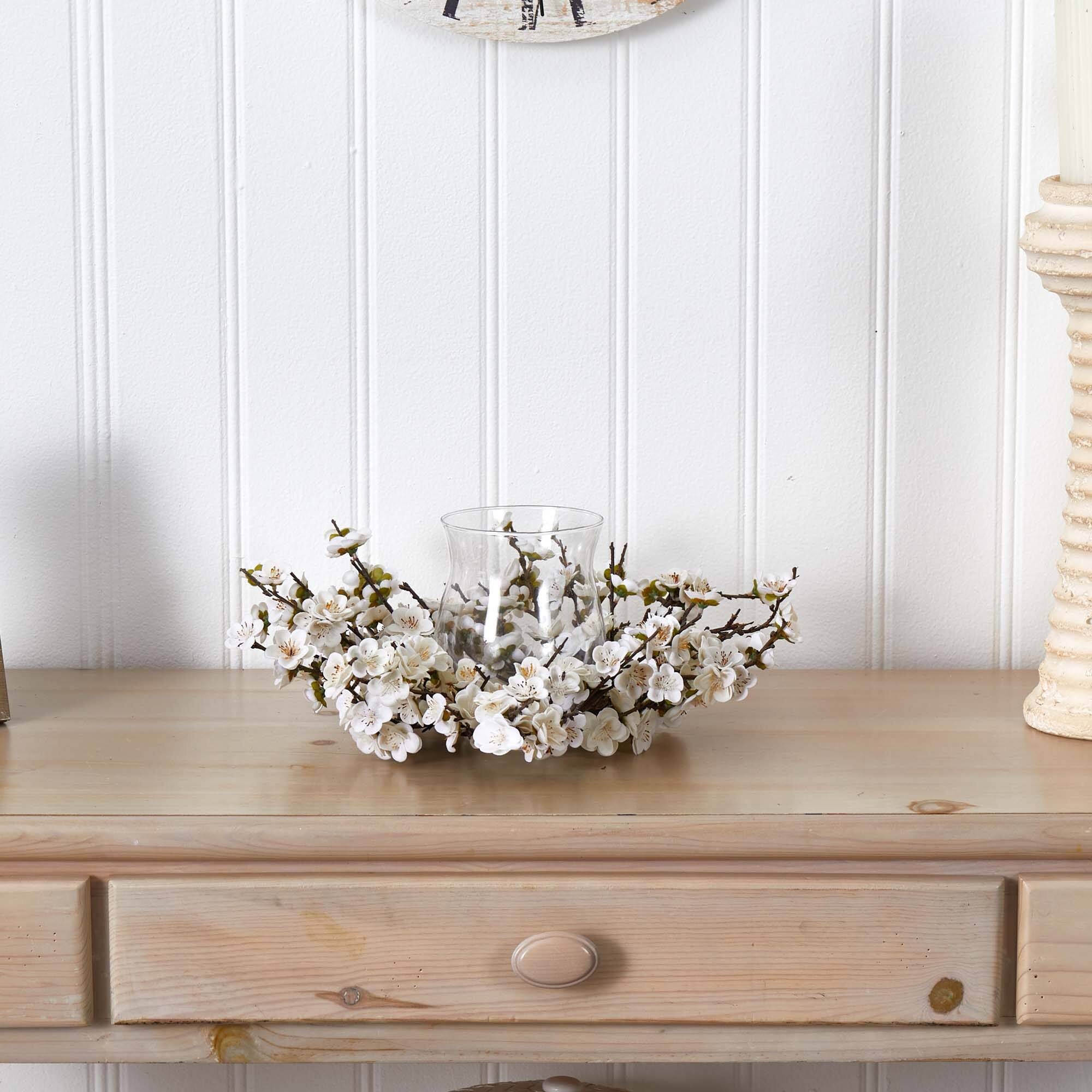 6.5&#x22; White Plum Blossom Candelabrum