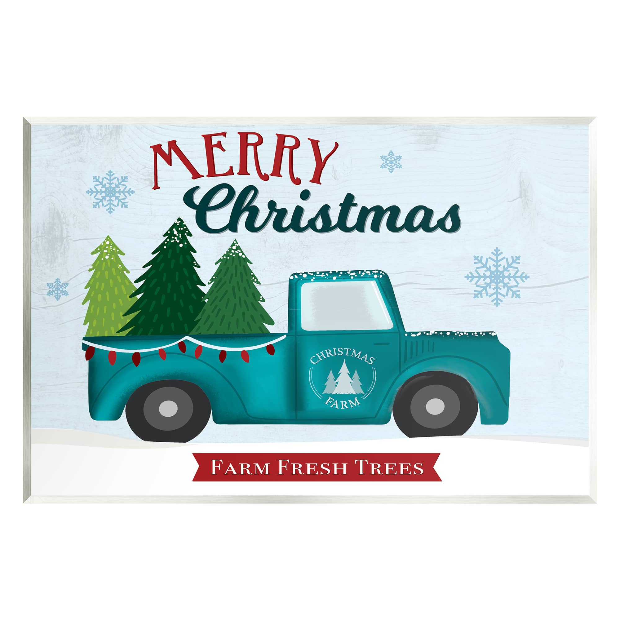 Stupell Industries Merry Christmas Farm Fresh Trees Sign Wall Plaque Art