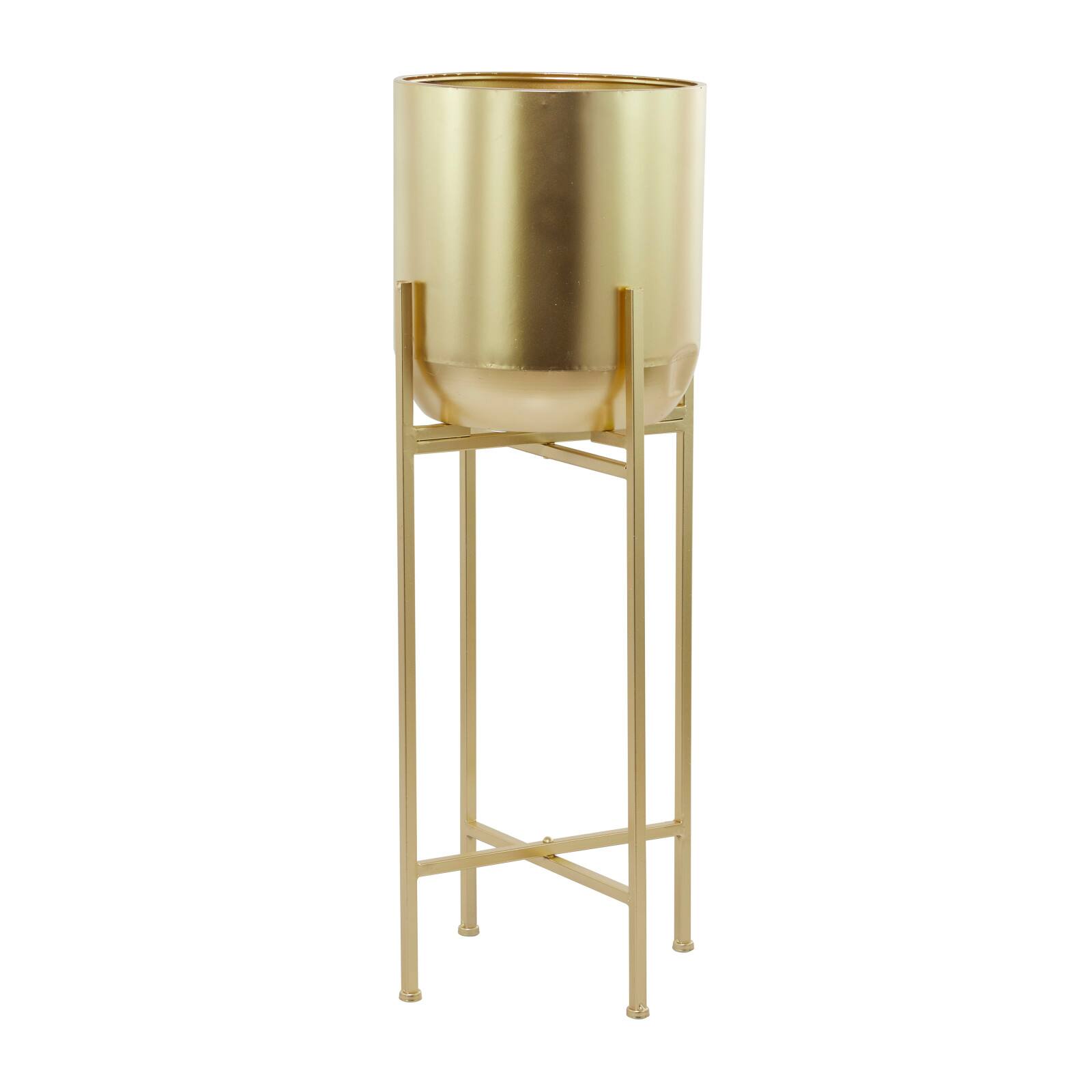 Gold Modern Planter, 13&#x22; x 13&#x22; x 46&#x22;