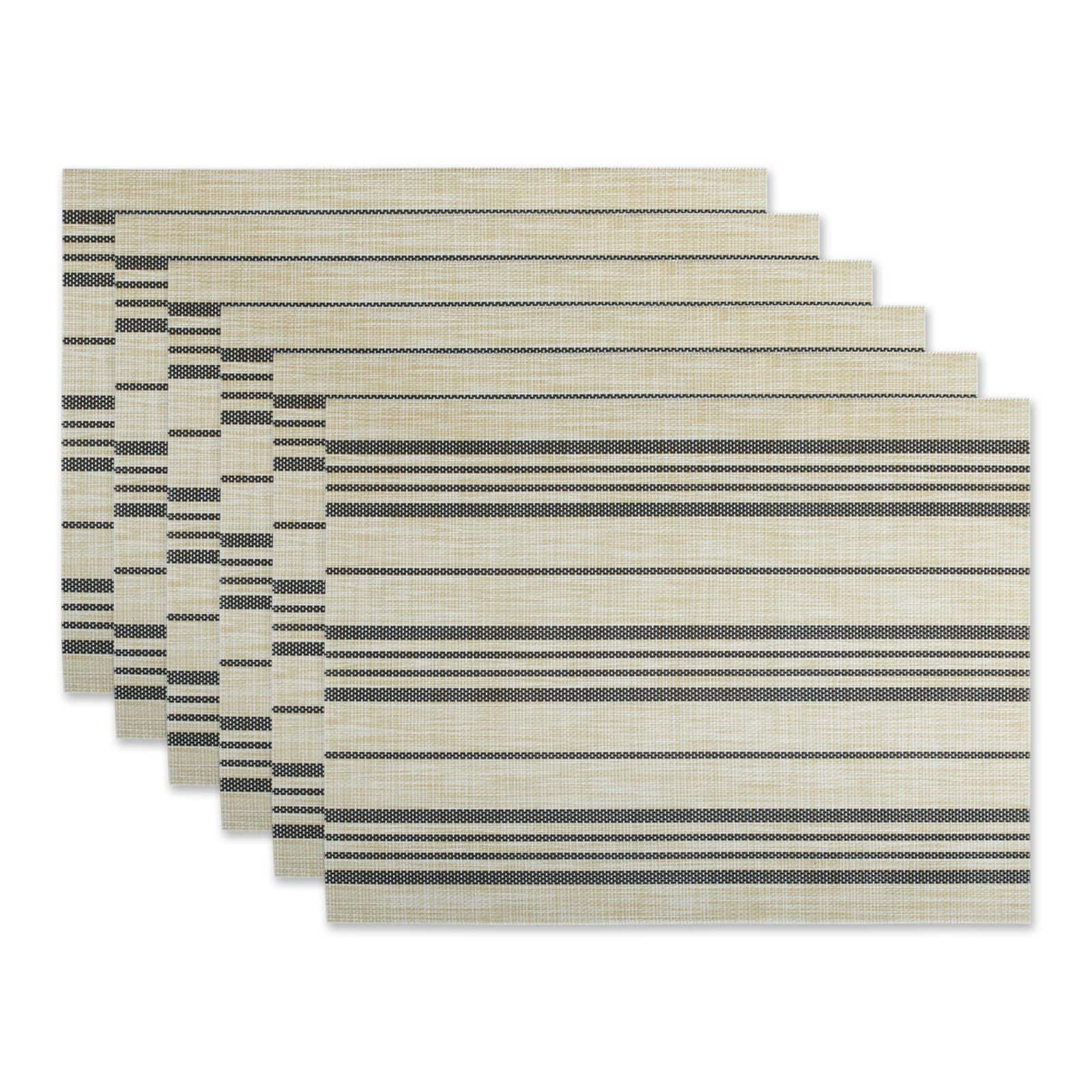 position dræne Aggressiv DII® Black Farmhouse Stripe PVC Woven Placemats, 6ct. | Michaels